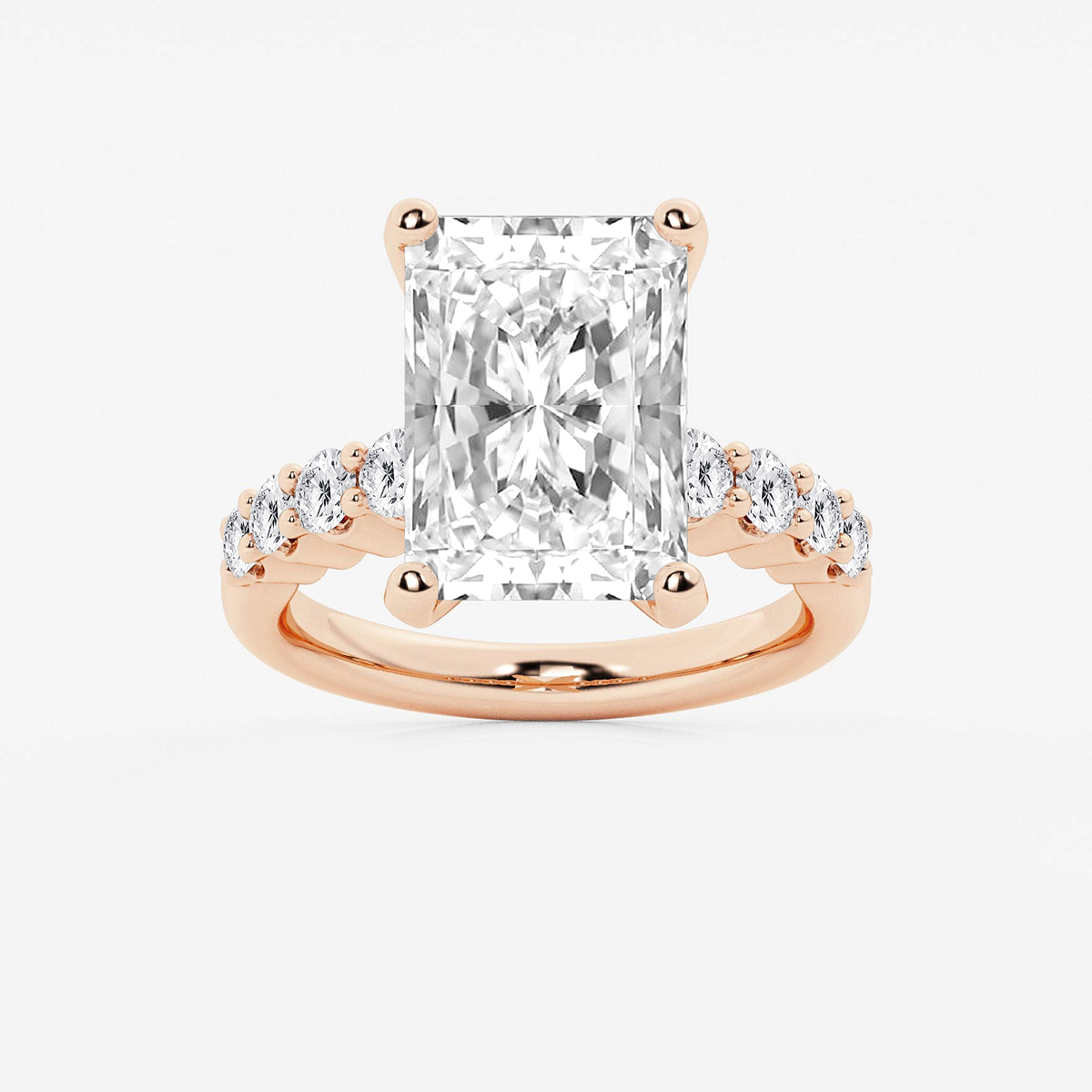 8 2/3 ctw Radiant Lab Grown Diamond Graduated Engagement Ring
