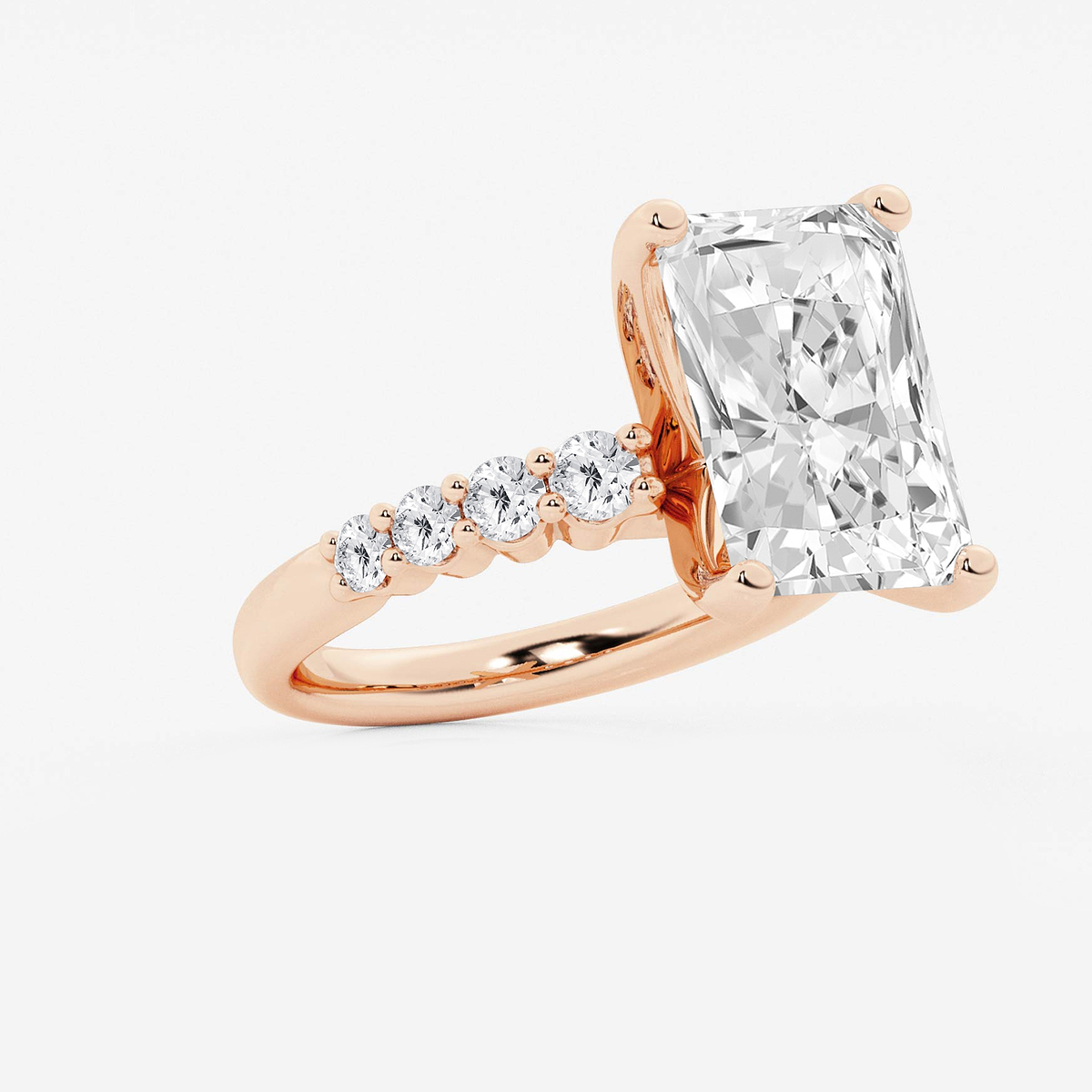 Additional Image 1 for  8 2/3 ctw Radiant Lab Grown Diamond Graduated Engagement Ring