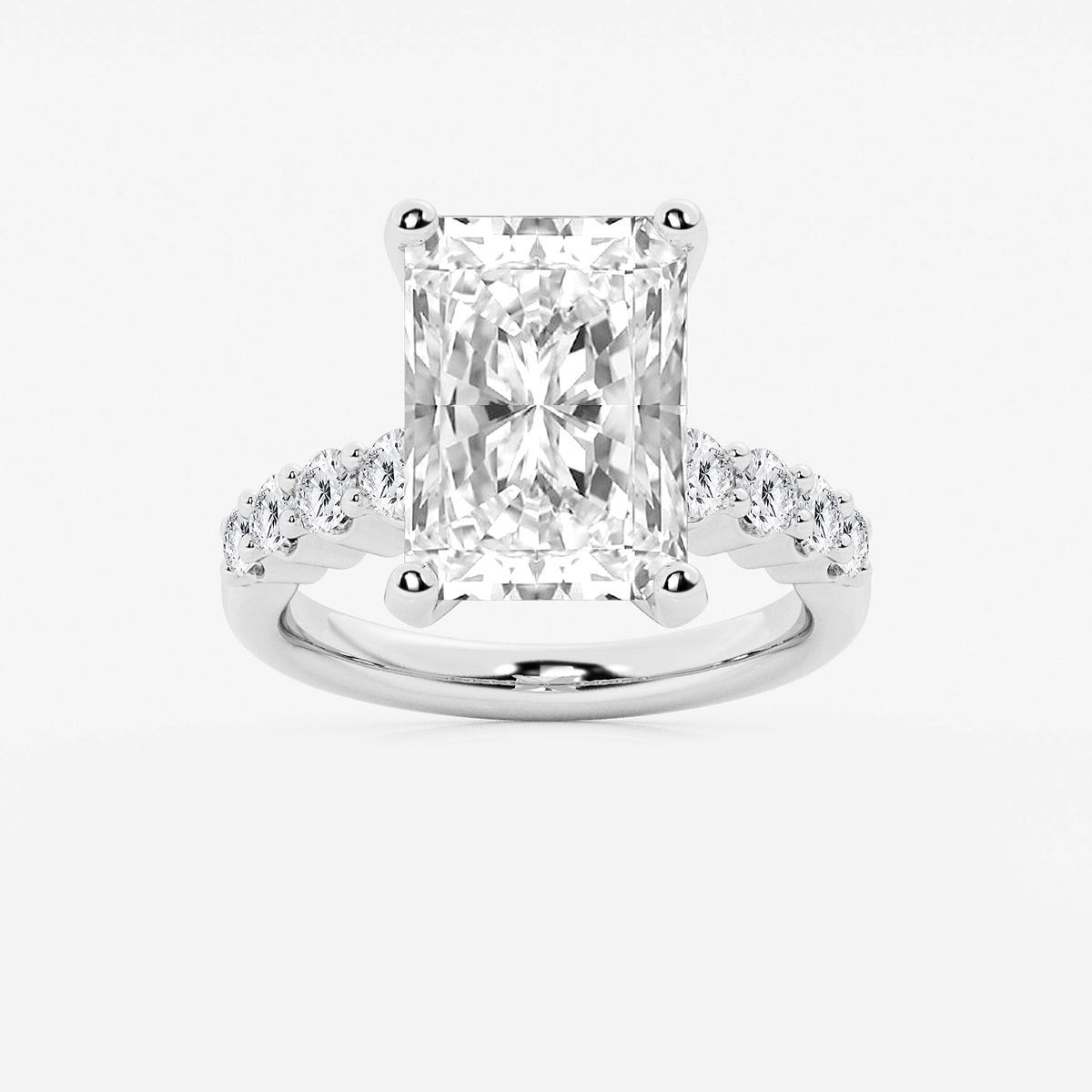 8 2/3 ctw Radiant Lab Grown Diamond Graduated Engagement Ring