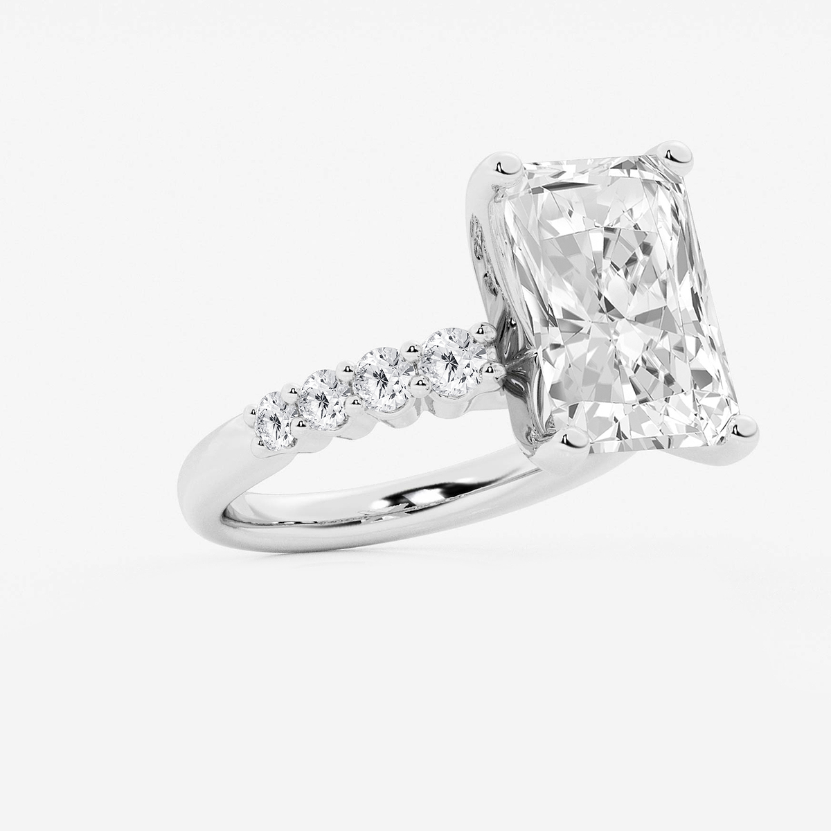 Additional Image 1 for  8 2/3 ctw Radiant Lab Grown Diamond Graduated Engagement Ring