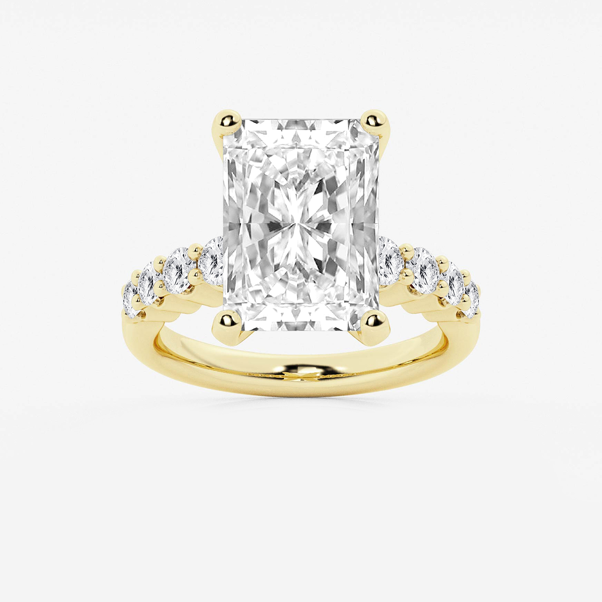 8 2/3 ctw Radiant Lab Grown Diamond Graduated Engagement Ring