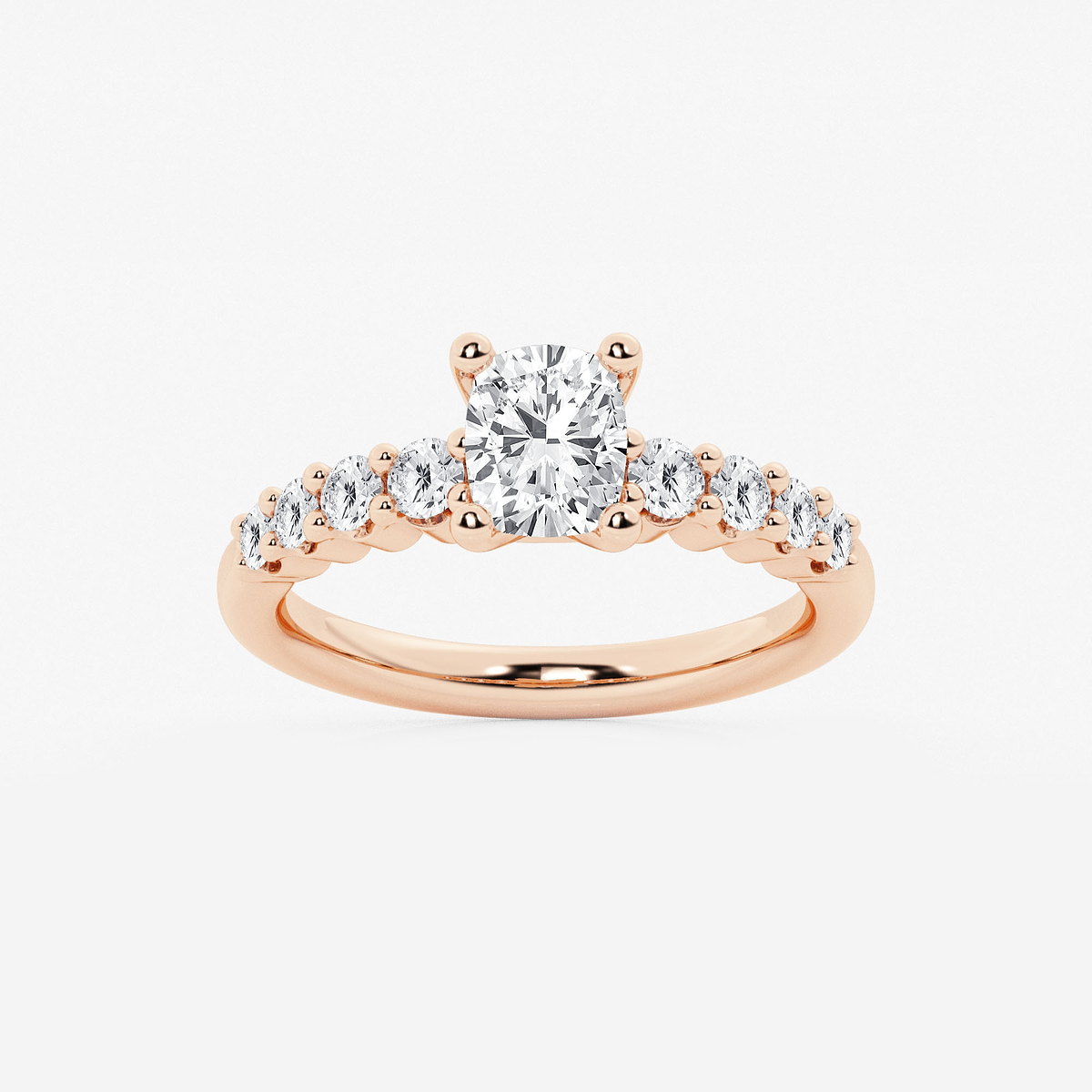 1 1/2 ctw Elongated Cushion Lab Grown Diamond Graduated Engagement Ring