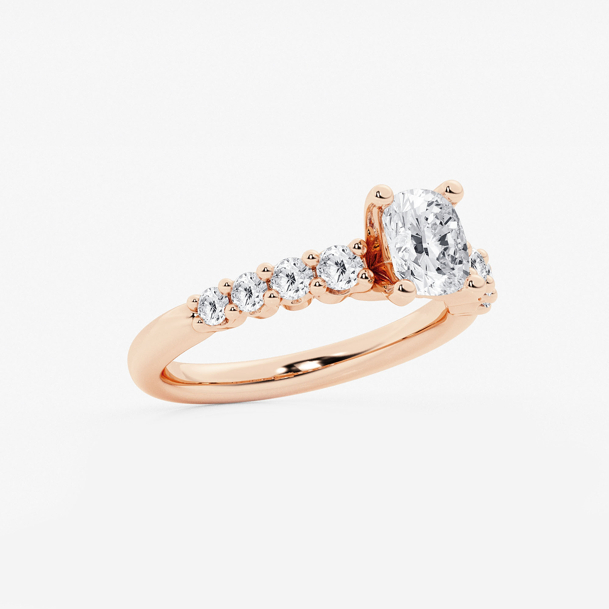 Additional Image 1 for  1 1/2 ctw Elongated Cushion Lab Grown Diamond Graduated Engagement Ring