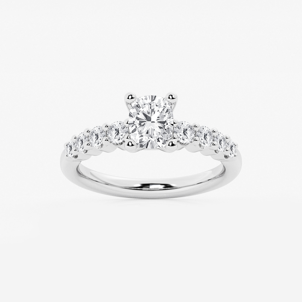 1 1/2 ctw Elongated Cushion Lab Grown Diamond Graduated Engagement Ring