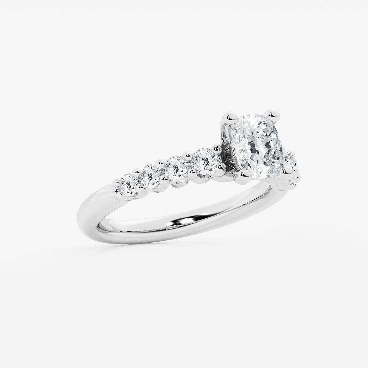 Additional Image 1 for  1 1/2 ctw Elongated Cushion Lab Grown Diamond Graduated Engagement Ring