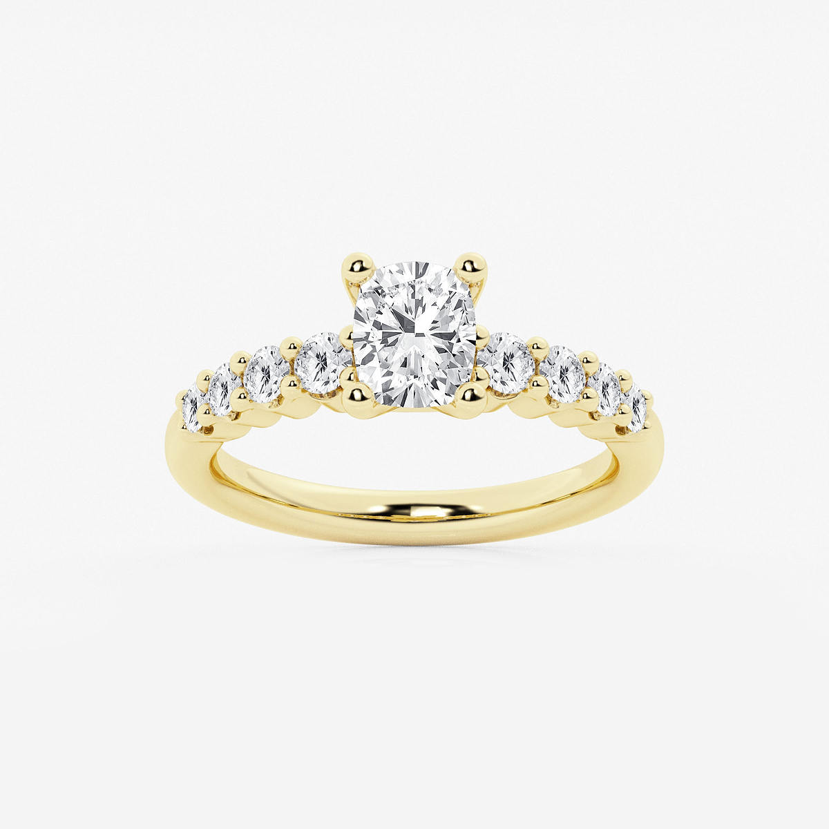 1 1/2 ctw Elongated Cushion Lab Grown Diamond Graduated Engagement Ring