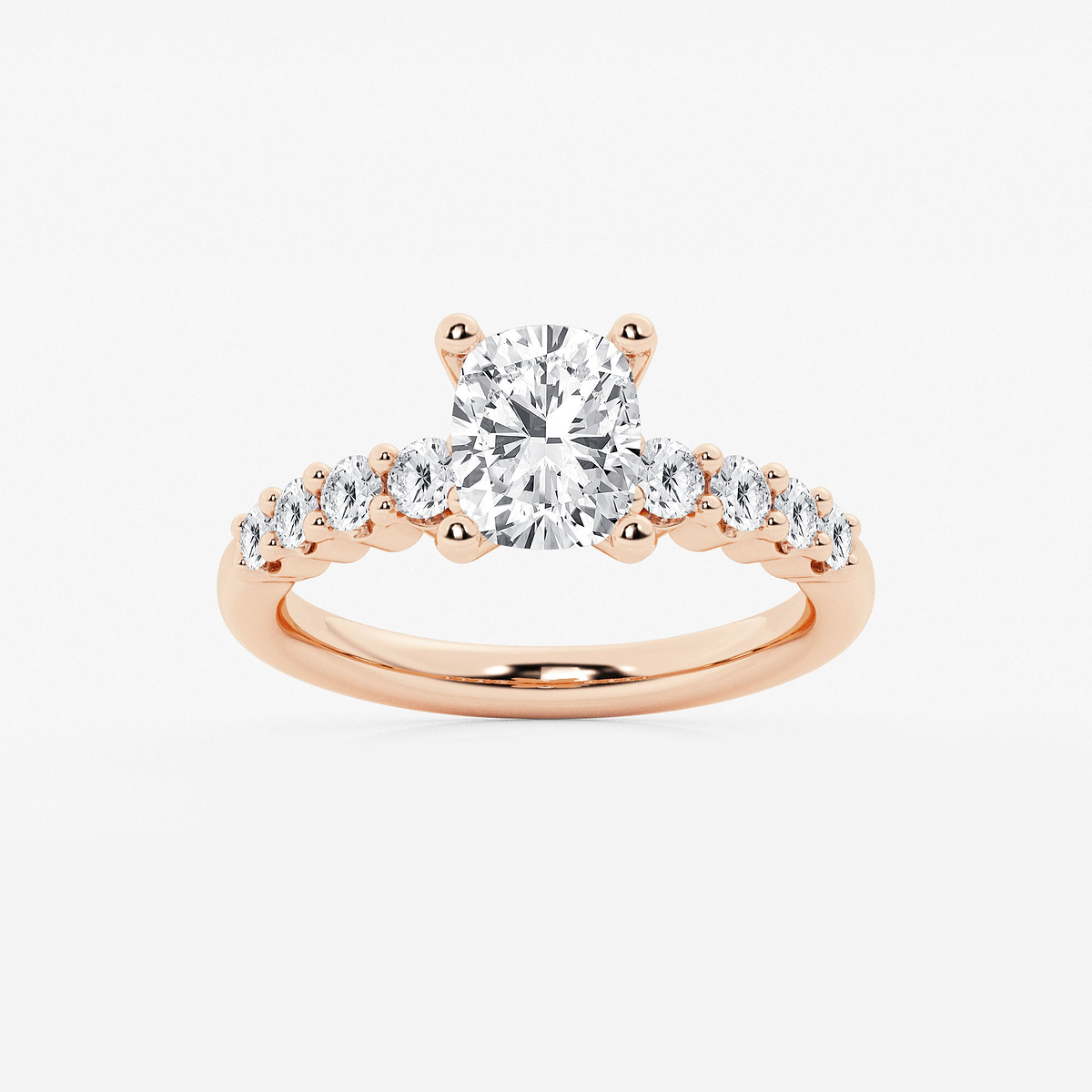 2 ctw Elongated Cushion Lab Grown Diamond Graduated Engagement Ring