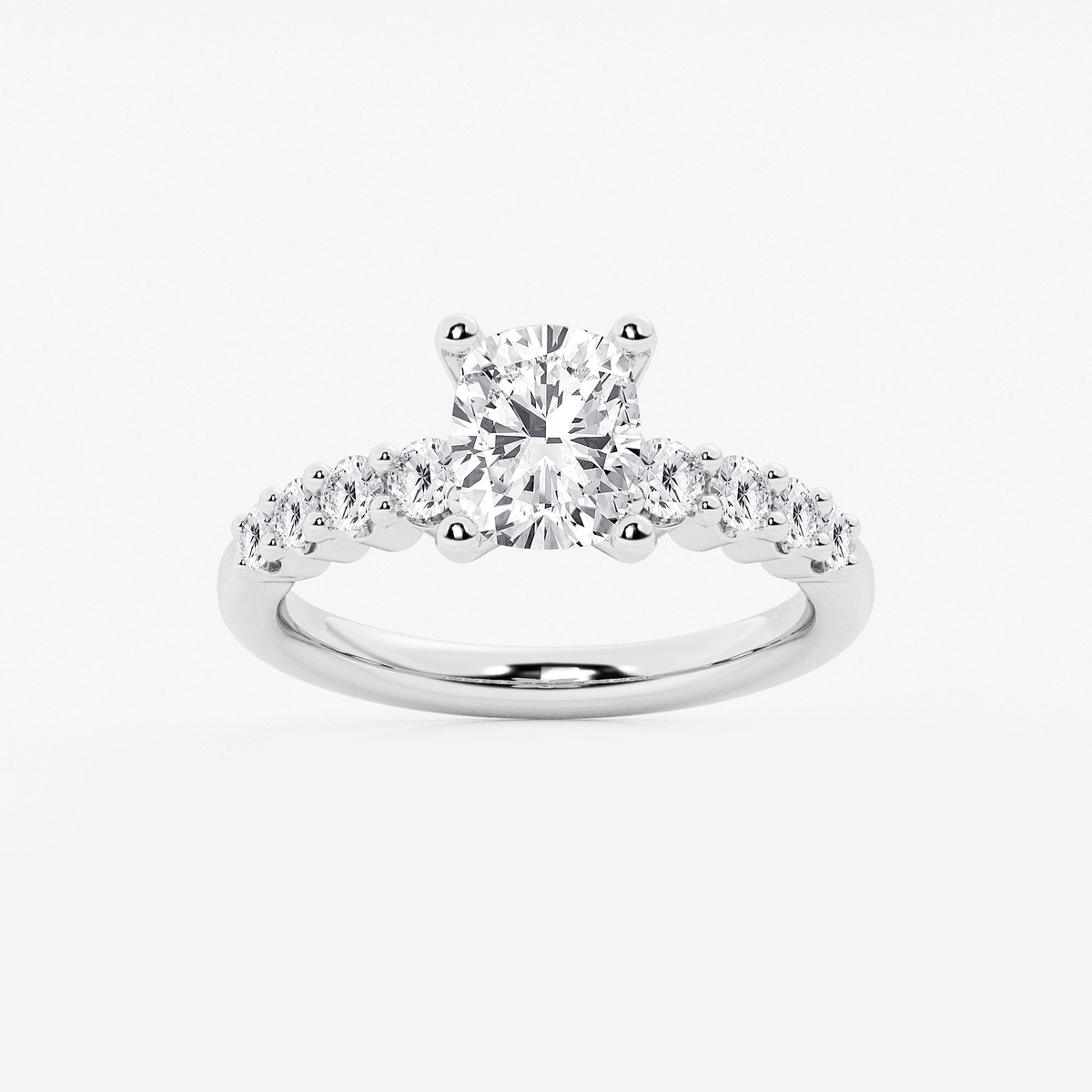 2 ctw Elongated Cushion Lab Grown Diamond Graduated Engagement Ring