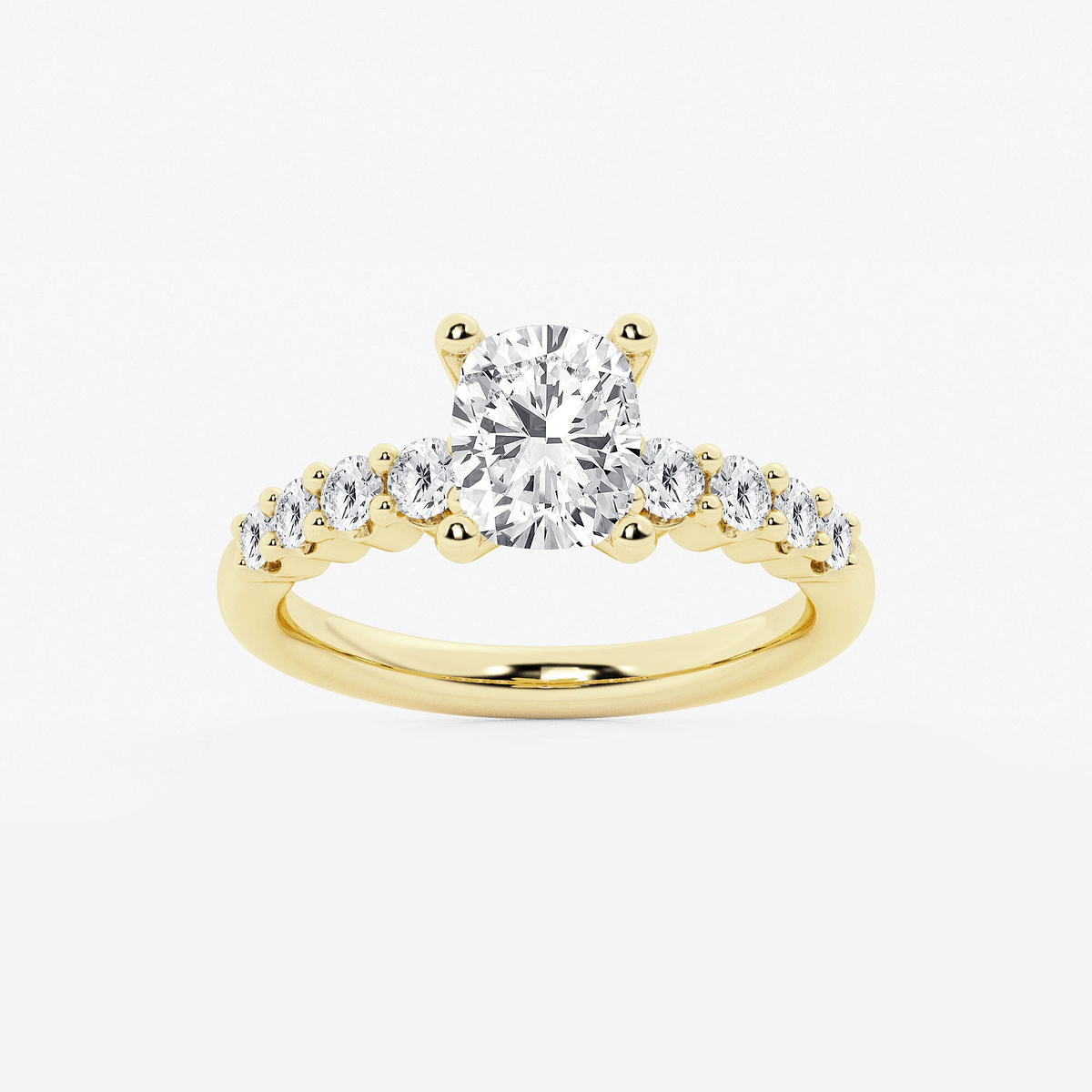 2 ctw Elongated Cushion Lab Grown Diamond Graduated Engagement Ring