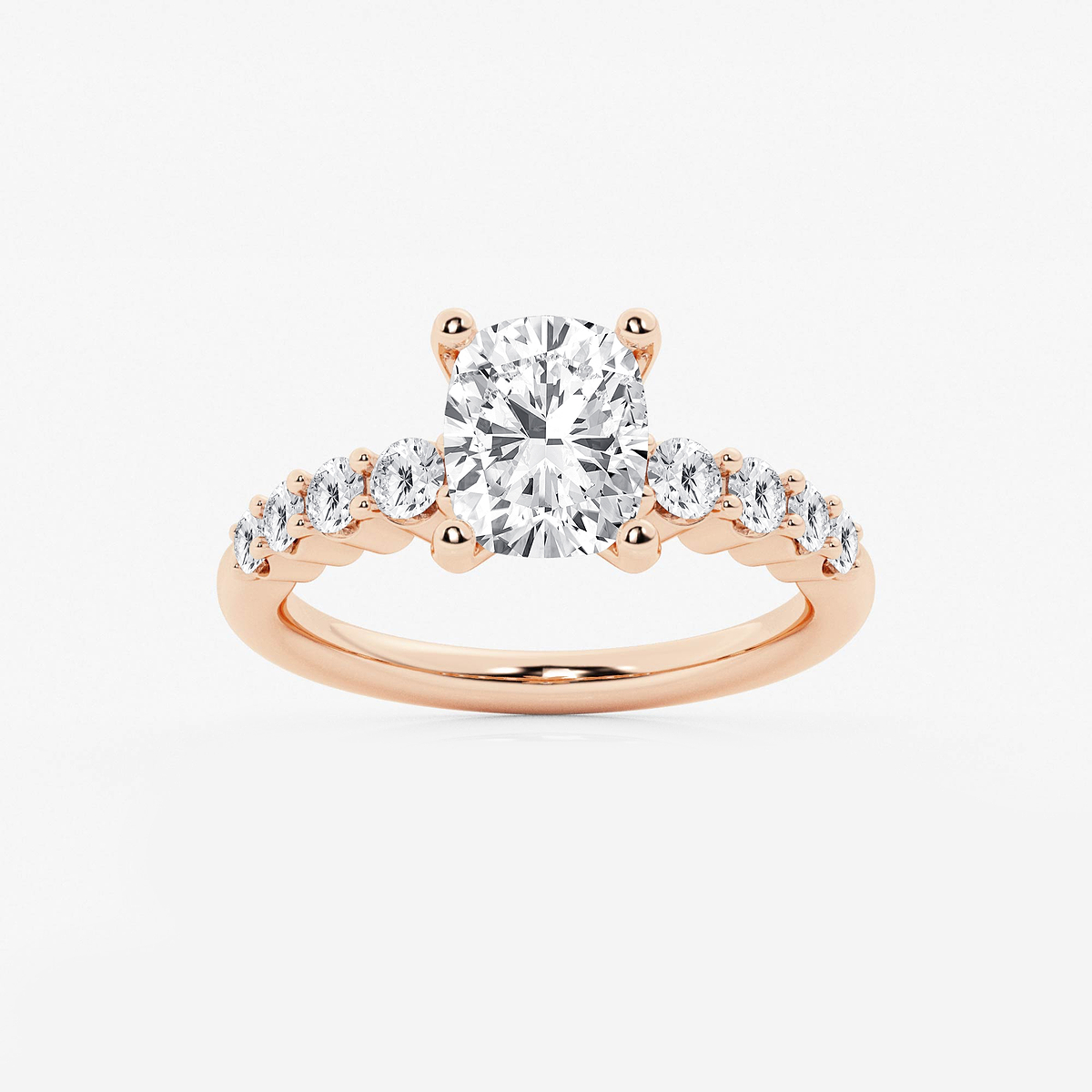 2 1/2 ctw Elongated Cushion Lab Grown Diamond Graduated Engagement Ring