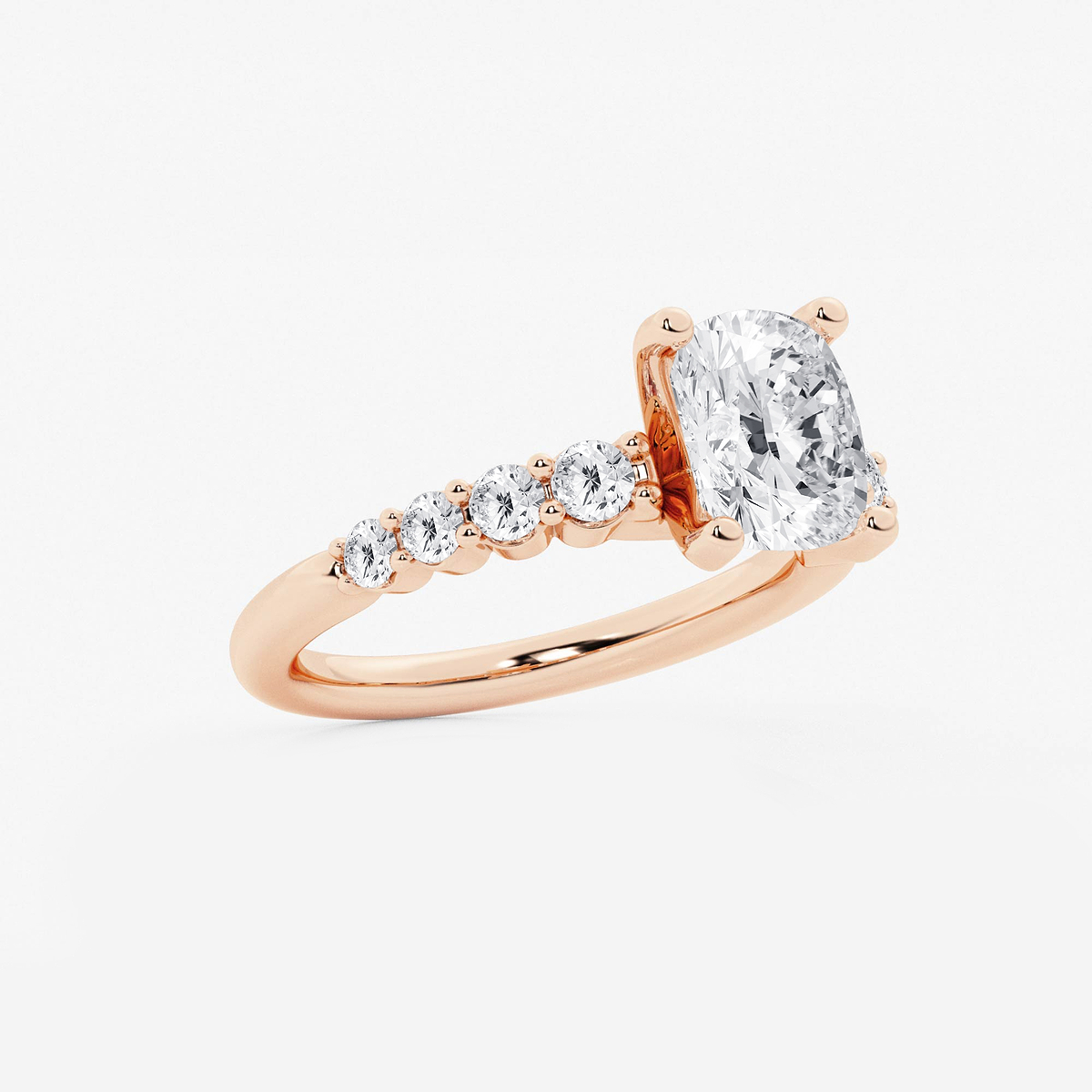 Additional Image 1 for  2 1/2 ctw Elongated Cushion Lab Grown Diamond Graduated Engagement Ring