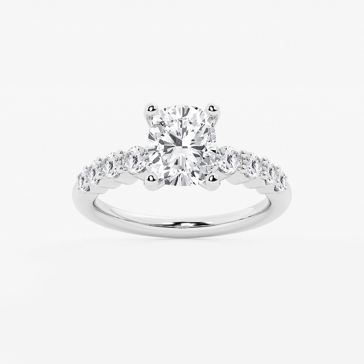 2 1/2 ctw Elongated Cushion Lab Grown Diamond Graduated Engagement Ring