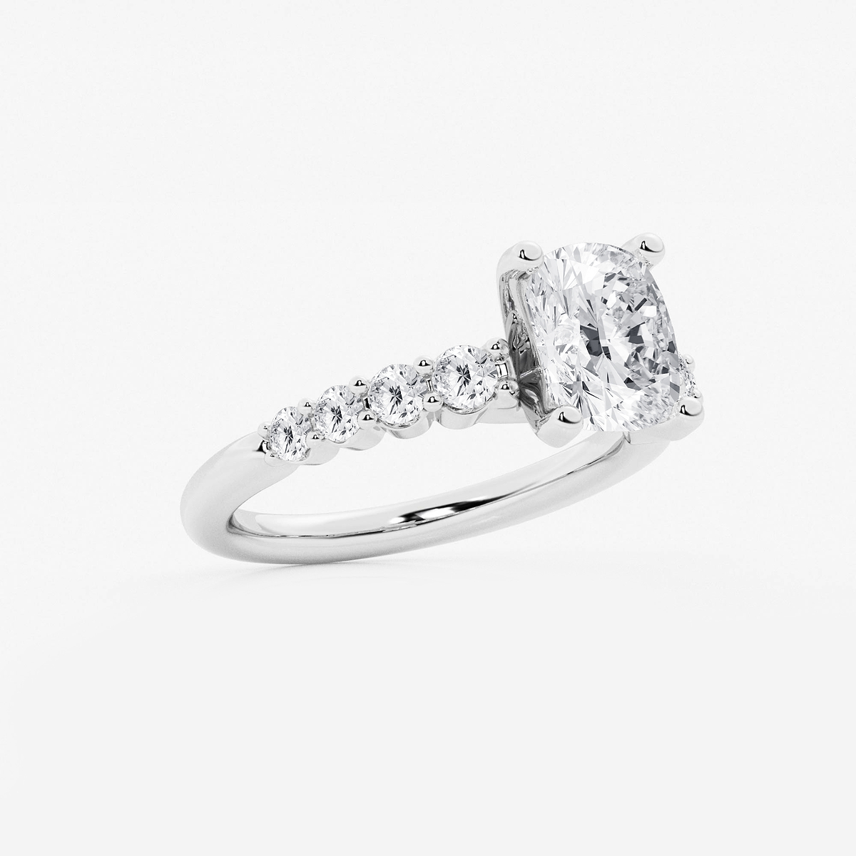 Additional Image 1 for  2 1/2 ctw Elongated Cushion Lab Grown Diamond Graduated Engagement Ring