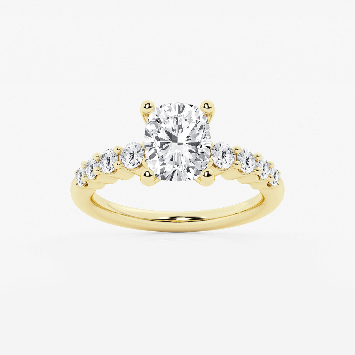 2 1/2 ctw Elongated Cushion Lab Grown Diamond Graduated Engagement Ring