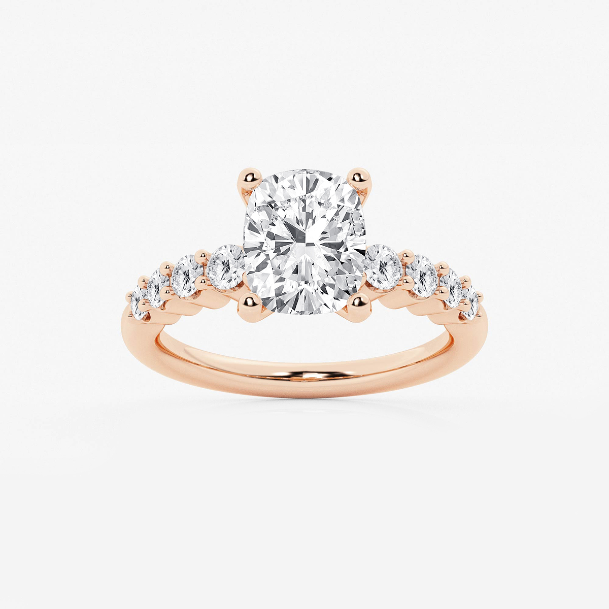 3 ctw Elongated Cushion Lab Grown Diamond Graduated Engagement Ring