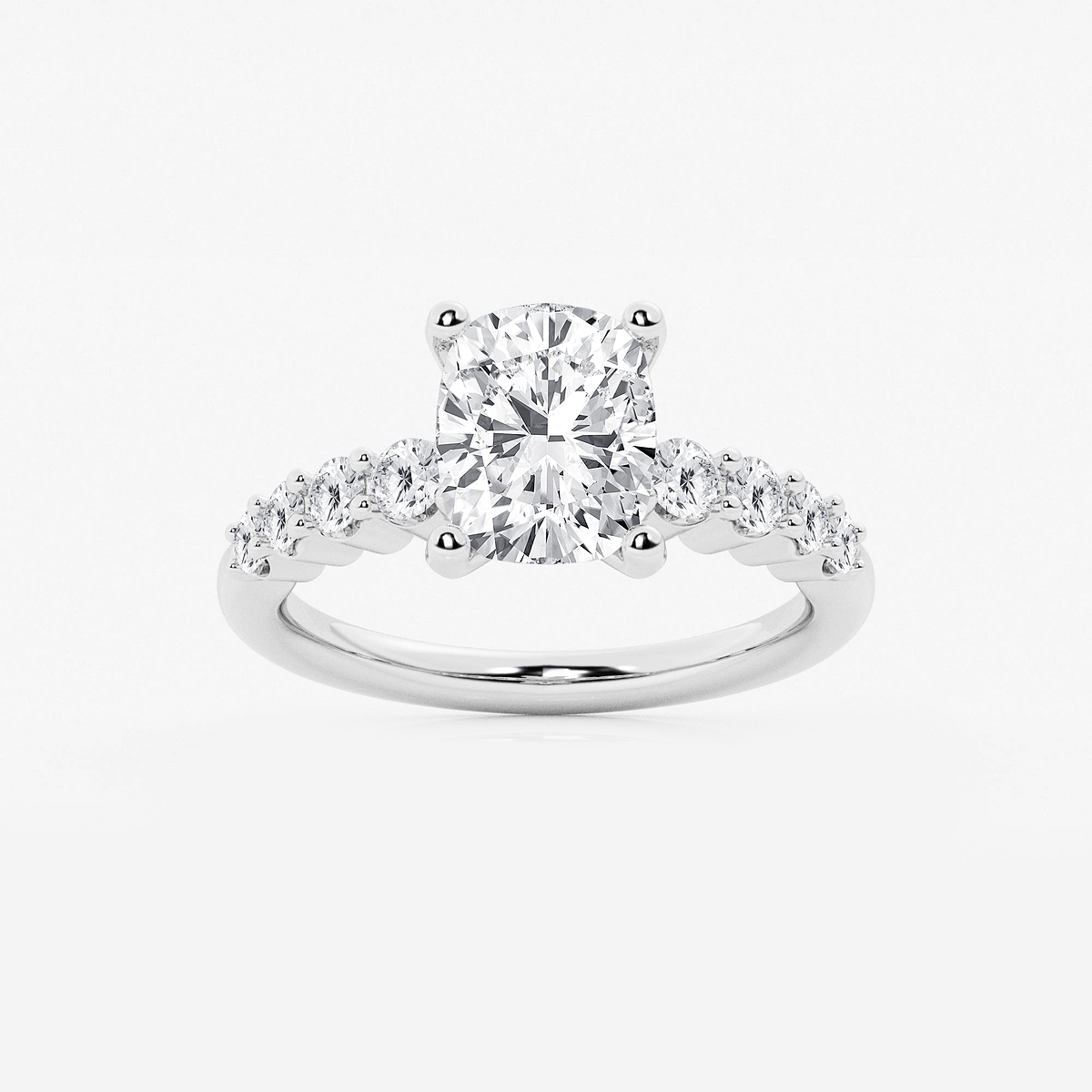 3 ctw Elongated Cushion Lab Grown Diamond Graduated Engagement Ring