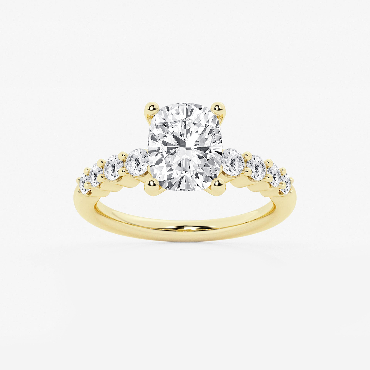 3 ctw Elongated Cushion Lab Grown Diamond Graduated Engagement Ring