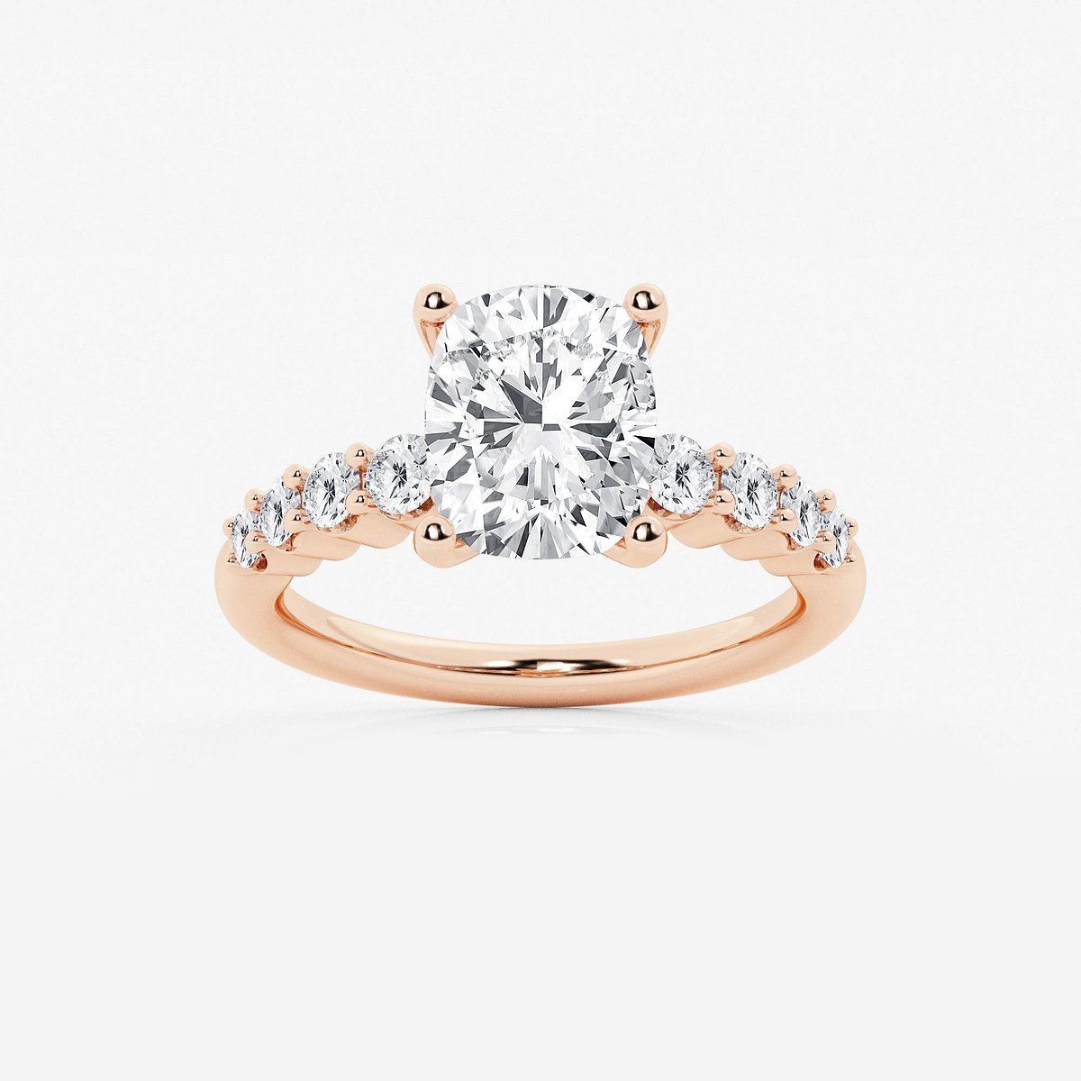 3 1/2 ctw Elongated Cushion Lab Grown Diamond Graduated Engagement Ring