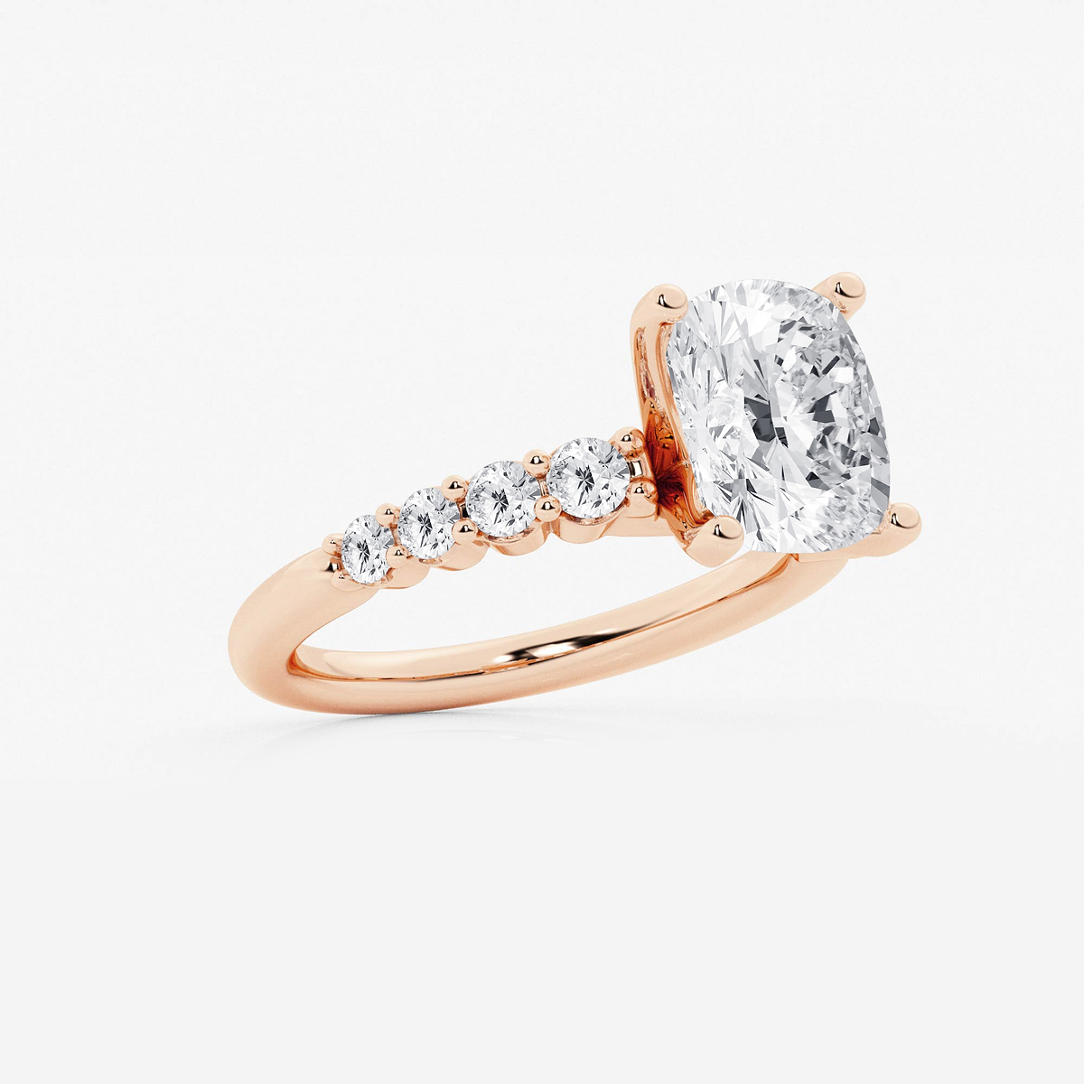 Additional Image 1 for  3 1/2 ctw Elongated Cushion Lab Grown Diamond Graduated Engagement Ring
