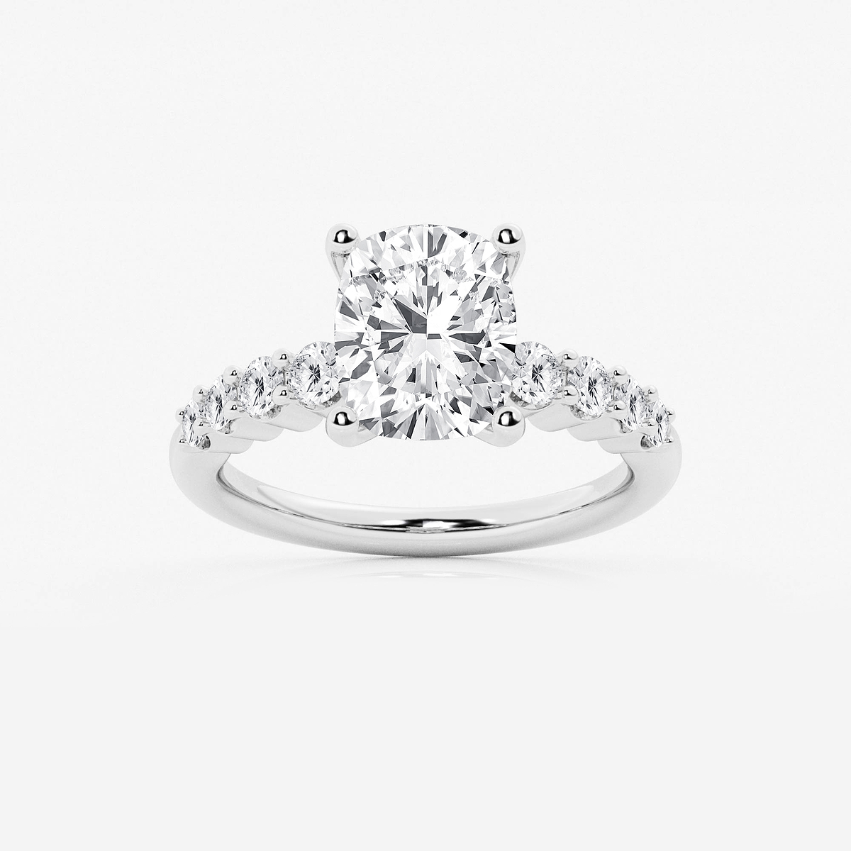 3 1/2 ctw Elongated Cushion Lab Grown Diamond Graduated Engagement Ring