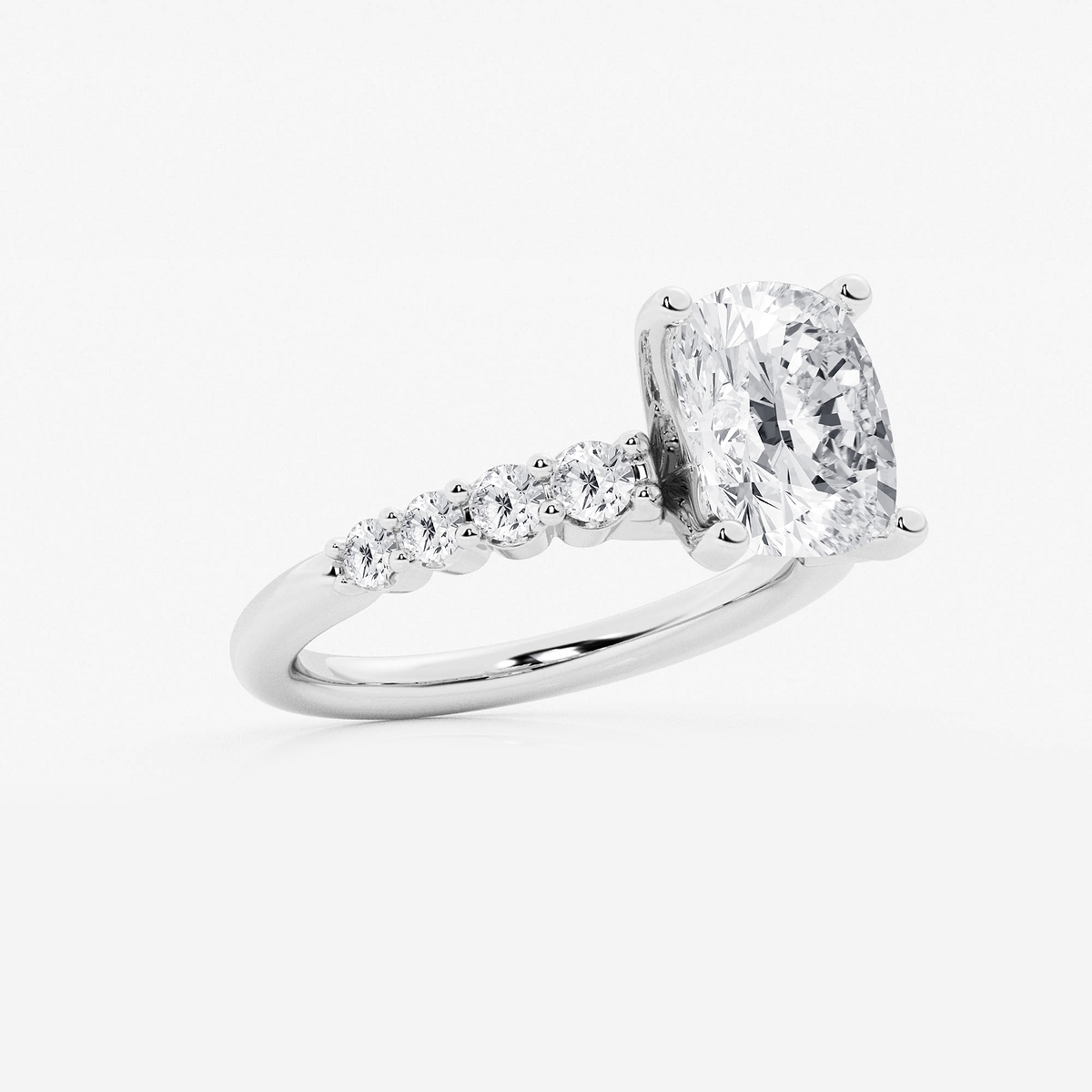 Additional Image 1 for  3 1/2 ctw Elongated Cushion Lab Grown Diamond Graduated Engagement Ring