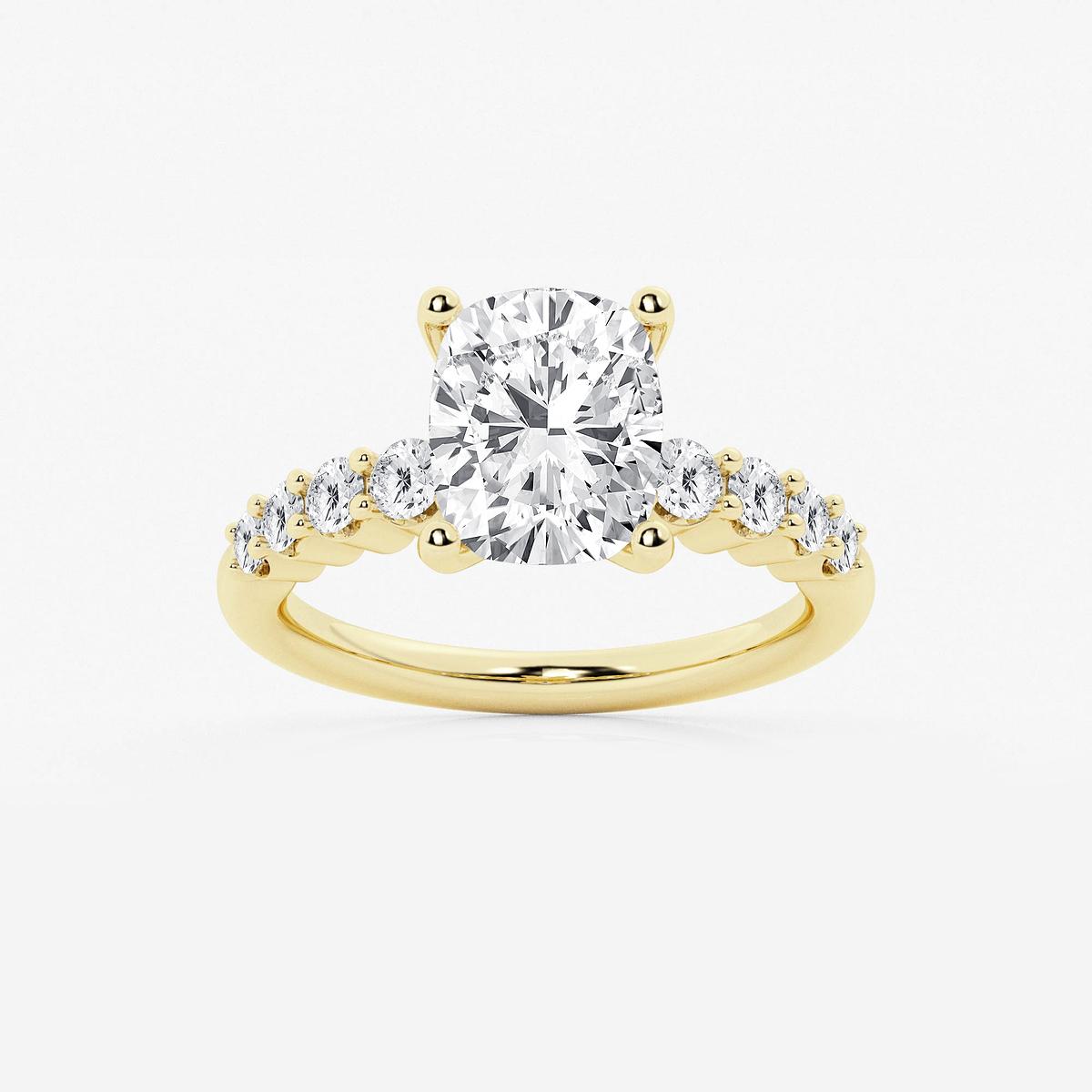 3 1/2 ctw Elongated Cushion Lab Grown Diamond Graduated Engagement Ring