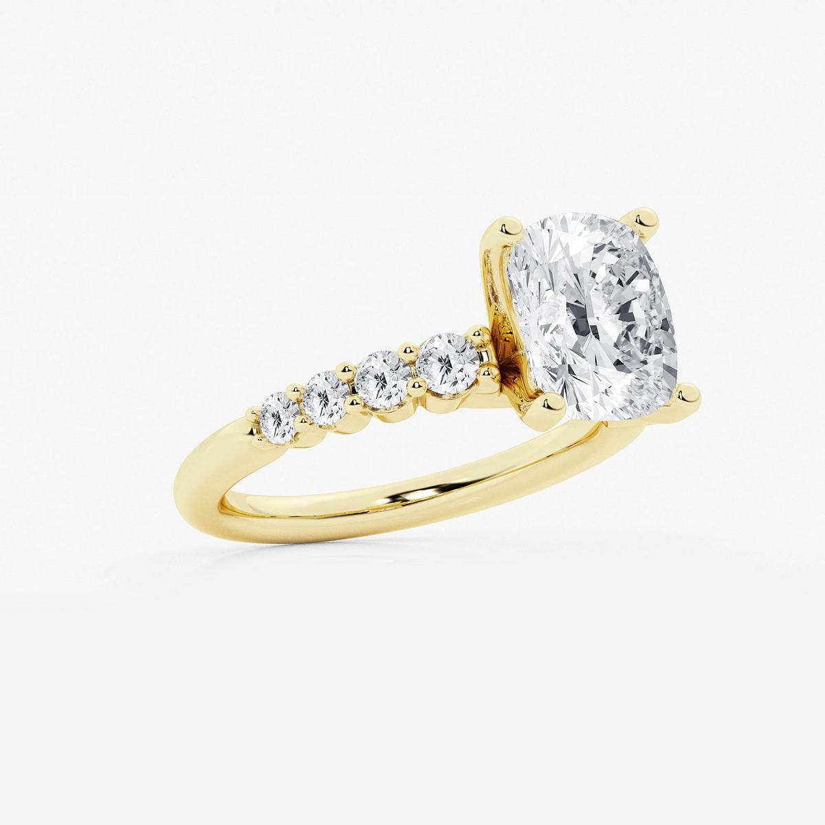 Additional Image 1 for  3 1/2 ctw Elongated Cushion Lab Grown Diamond Graduated Engagement Ring