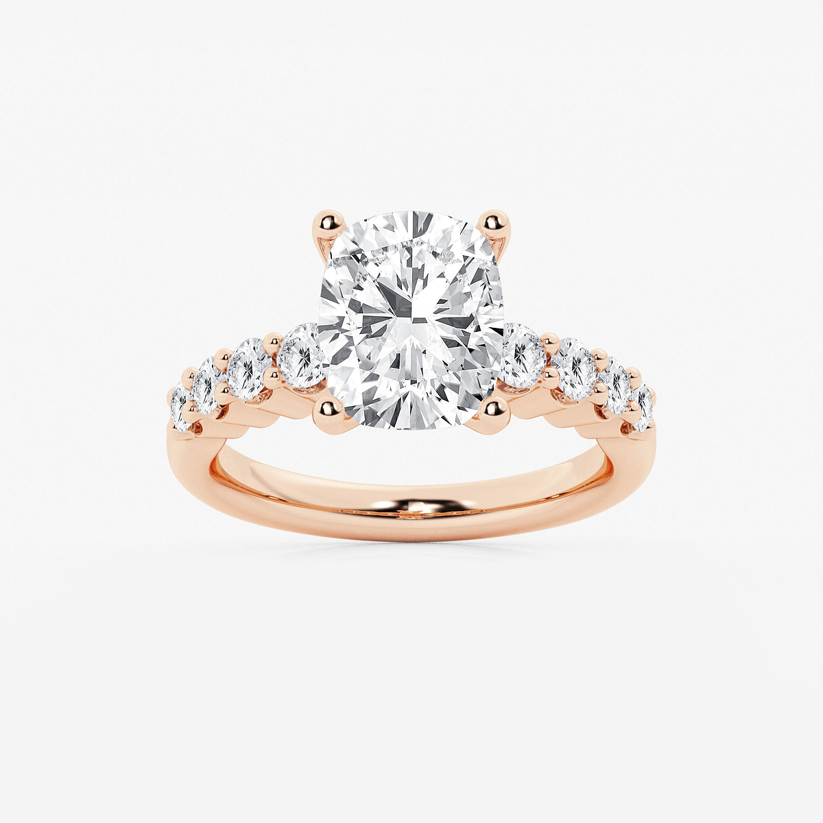 4 1/6 ctw Elongated Cushion Lab Grown Diamond Graduated Engagement Ring