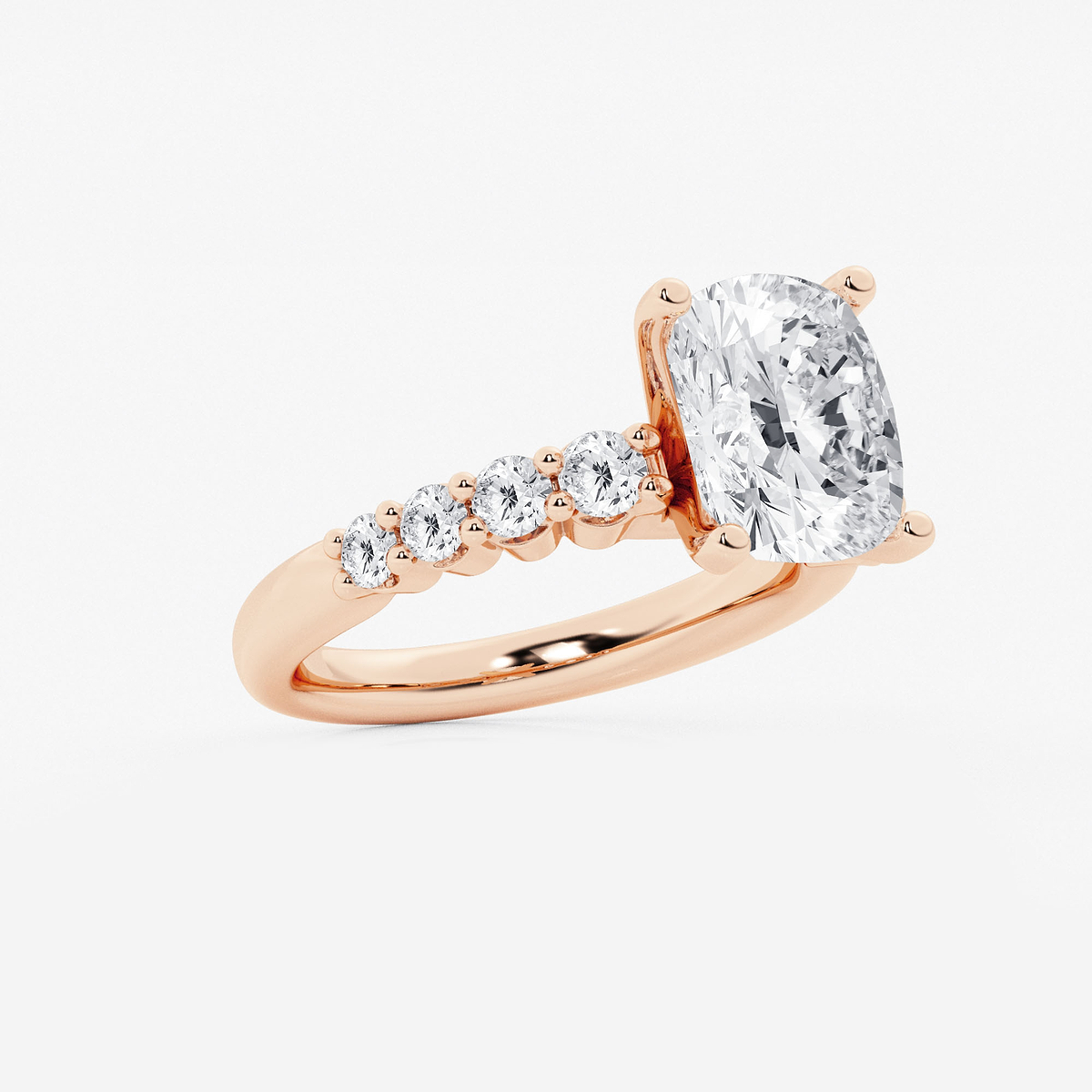 Additional Image 1 for  4 1/6 ctw Elongated Cushion Lab Grown Diamond Graduated Engagement Ring