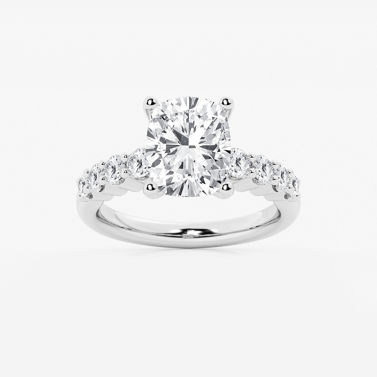 4 1/6 ctw Elongated Cushion Lab Grown Diamond Graduated Engagement Ring