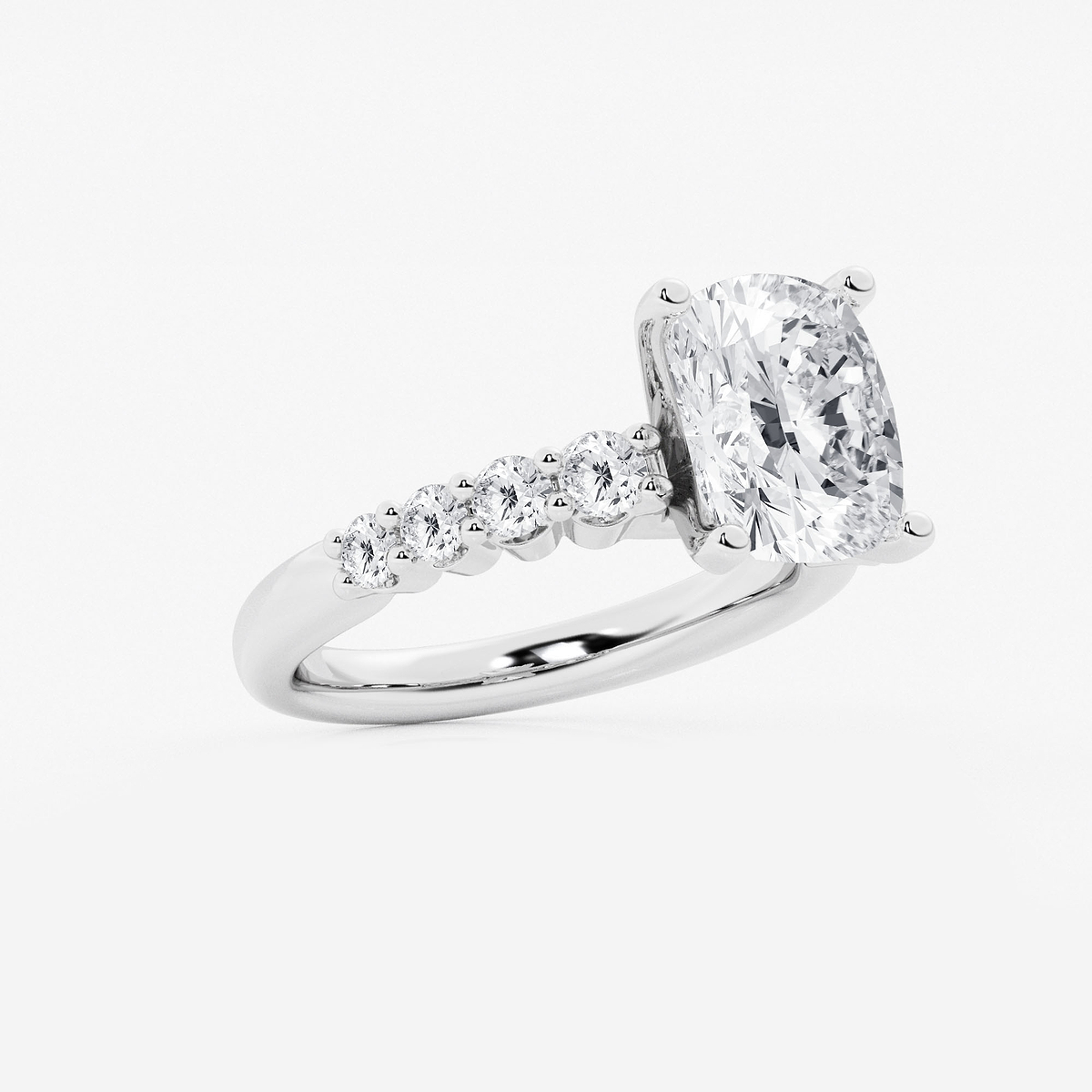 Additional Image 1 for  4 1/6 ctw Elongated Cushion Lab Grown Diamond Graduated Engagement Ring