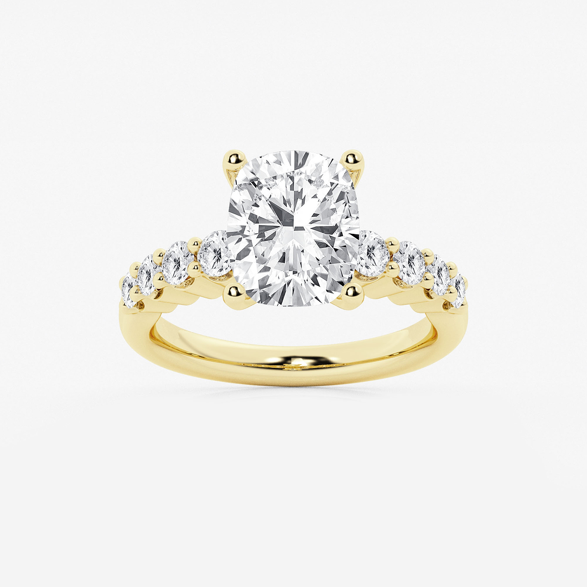 4 1/6 ctw Elongated Cushion Lab Grown Diamond Graduated Engagement Ring