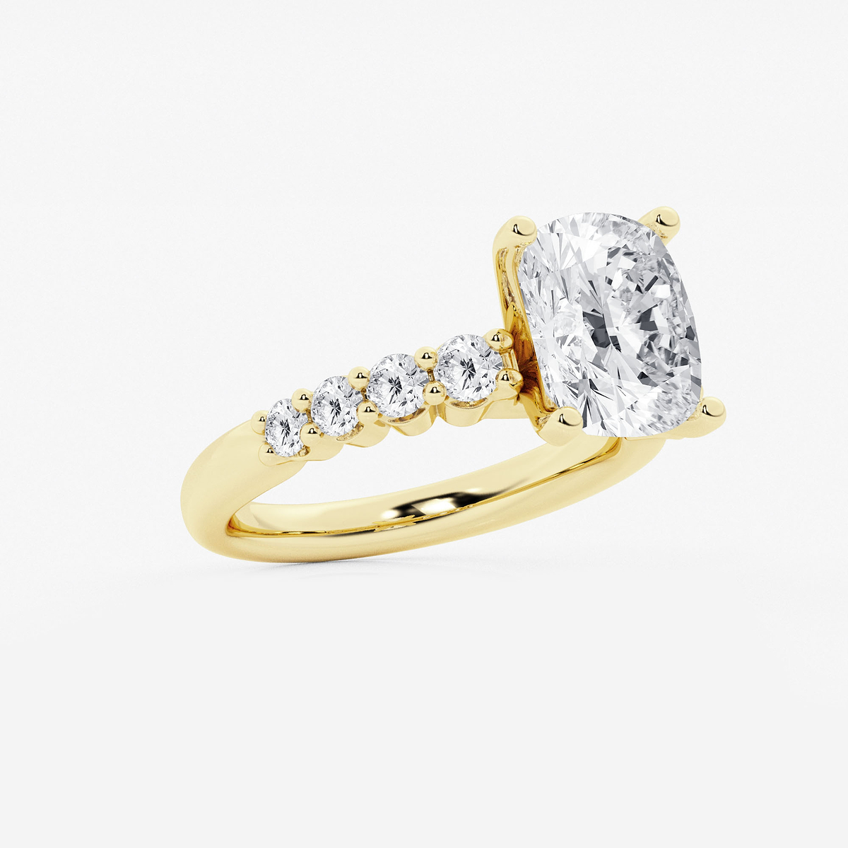 Additional Image 1 for  4 1/6 ctw Elongated Cushion Lab Grown Diamond Graduated Engagement Ring