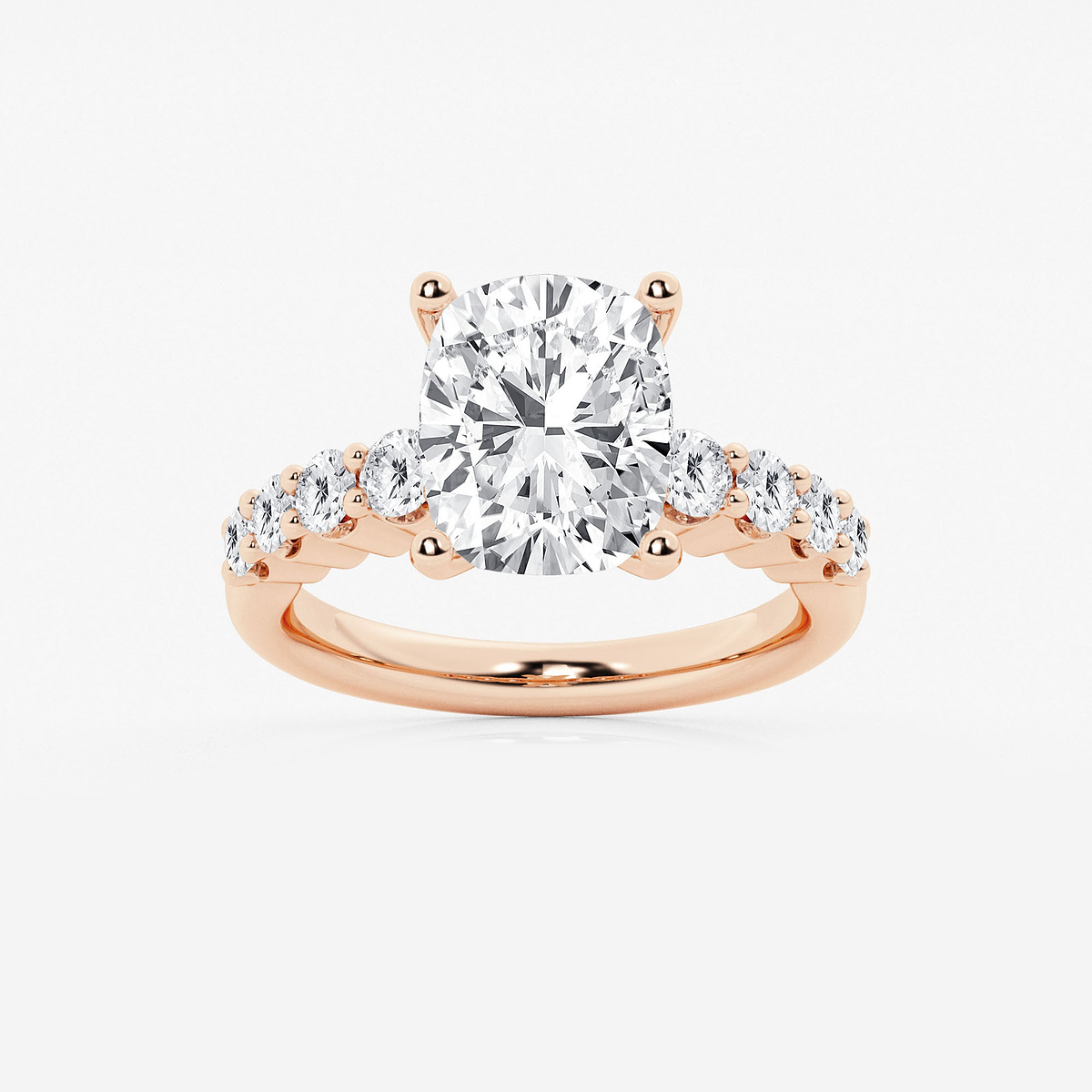 4 2/3 ctw Elongated Cushion Lab Grown Diamond Graduated Engagement Ring