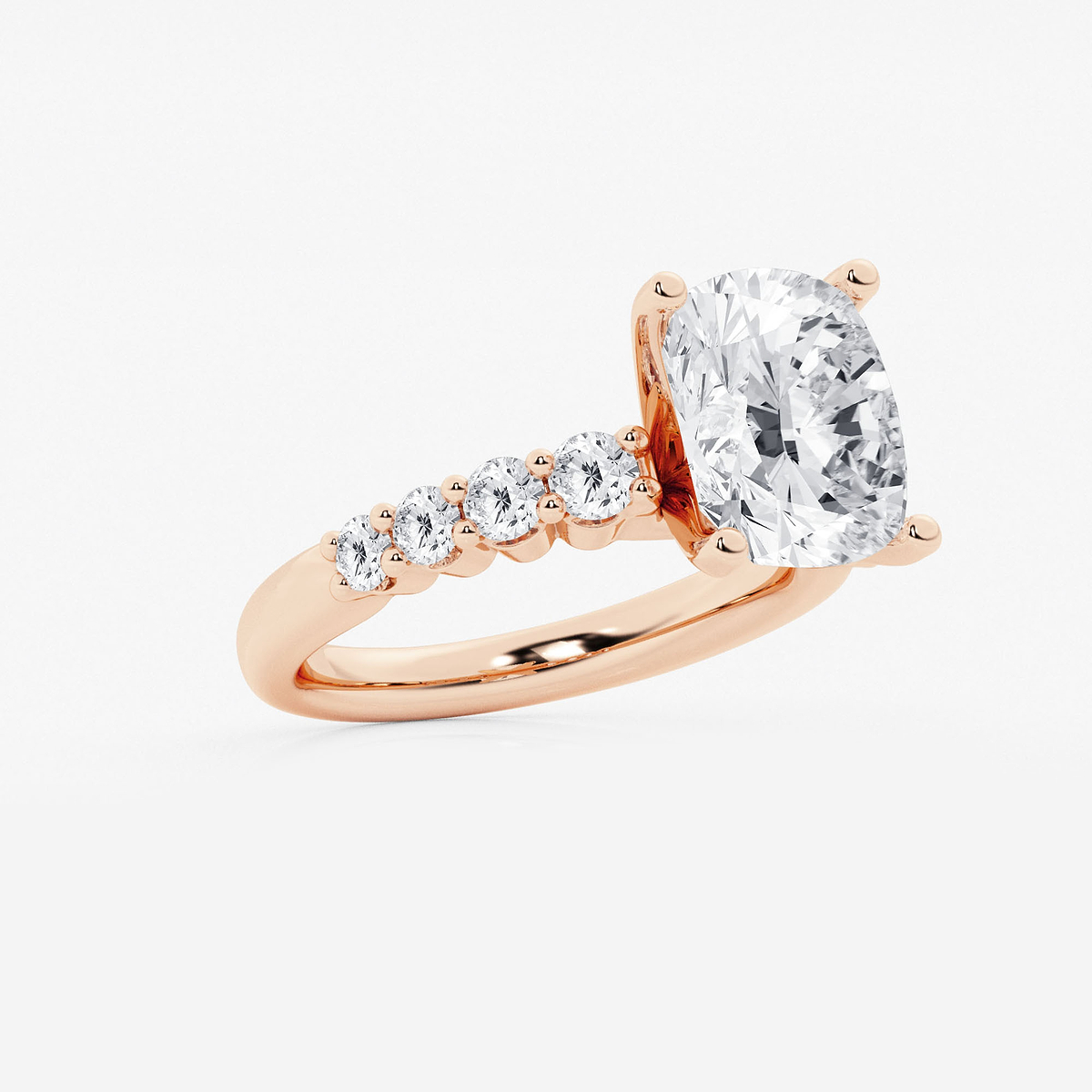 Additional Image 1 for  4 2/3 ctw Elongated Cushion Lab Grown Diamond Graduated Engagement Ring