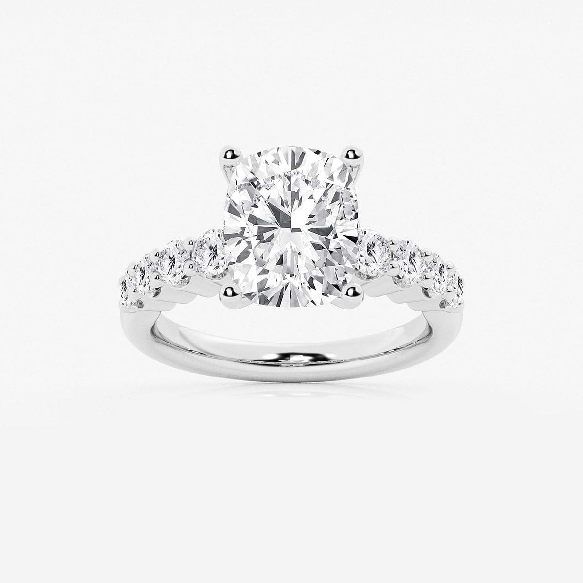 4 2/3 ctw Elongated Cushion Lab Grown Diamond Graduated Engagement Ring
