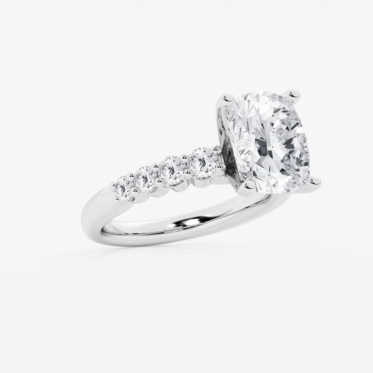 Additional Image 1 for  4 2/3 ctw Elongated Cushion Lab Grown Diamond Graduated Engagement Ring