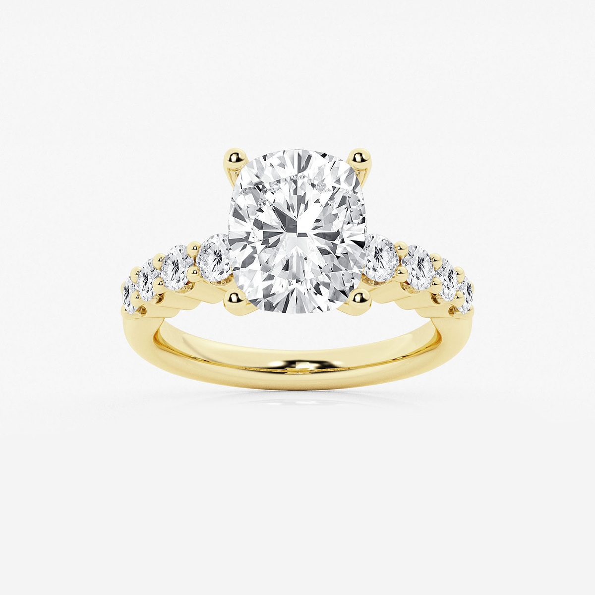 4 2/3 ctw Elongated Cushion Lab Grown Diamond Graduated Engagement Ring