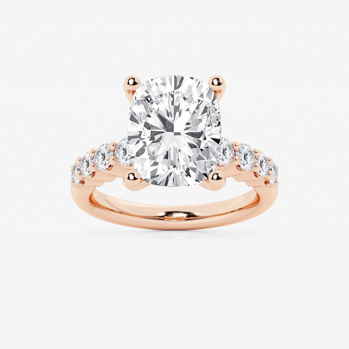 6 2/3 ctw Elongated Cushion Lab Grown Diamond Graduated Engagement Ring