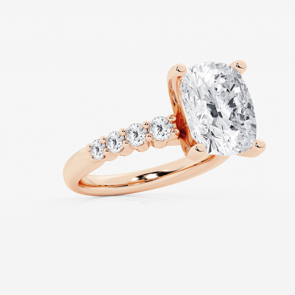 Additional Image 1 for  6 2/3 ctw Elongated Cushion Lab Grown Diamond Graduated Engagement Ring
