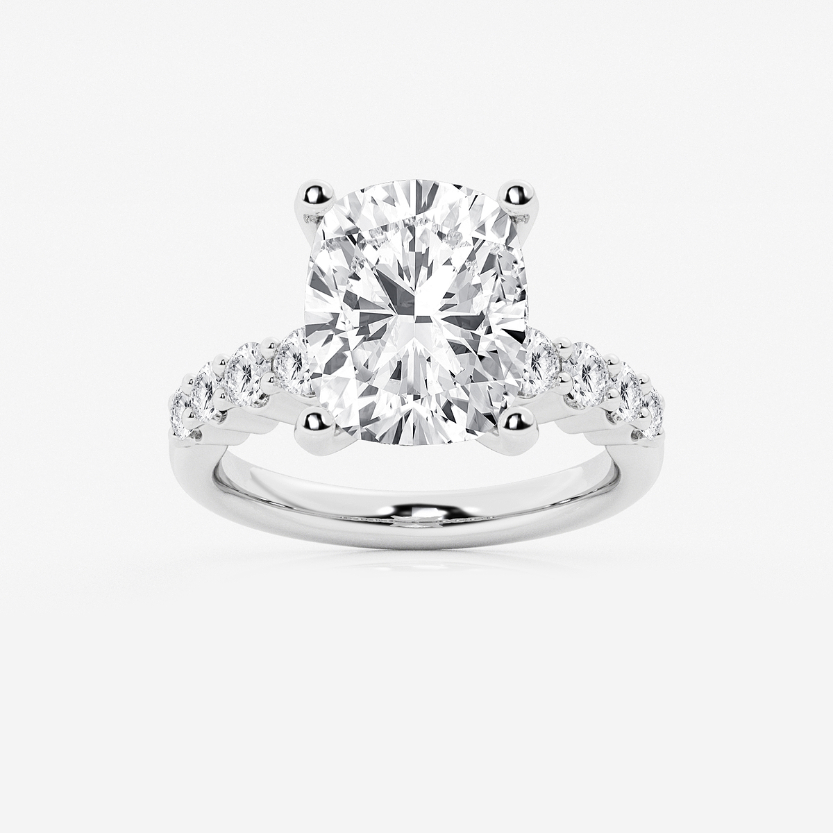6 2/3 ctw Elongated Cushion Lab Grown Diamond Graduated Engagement Ring