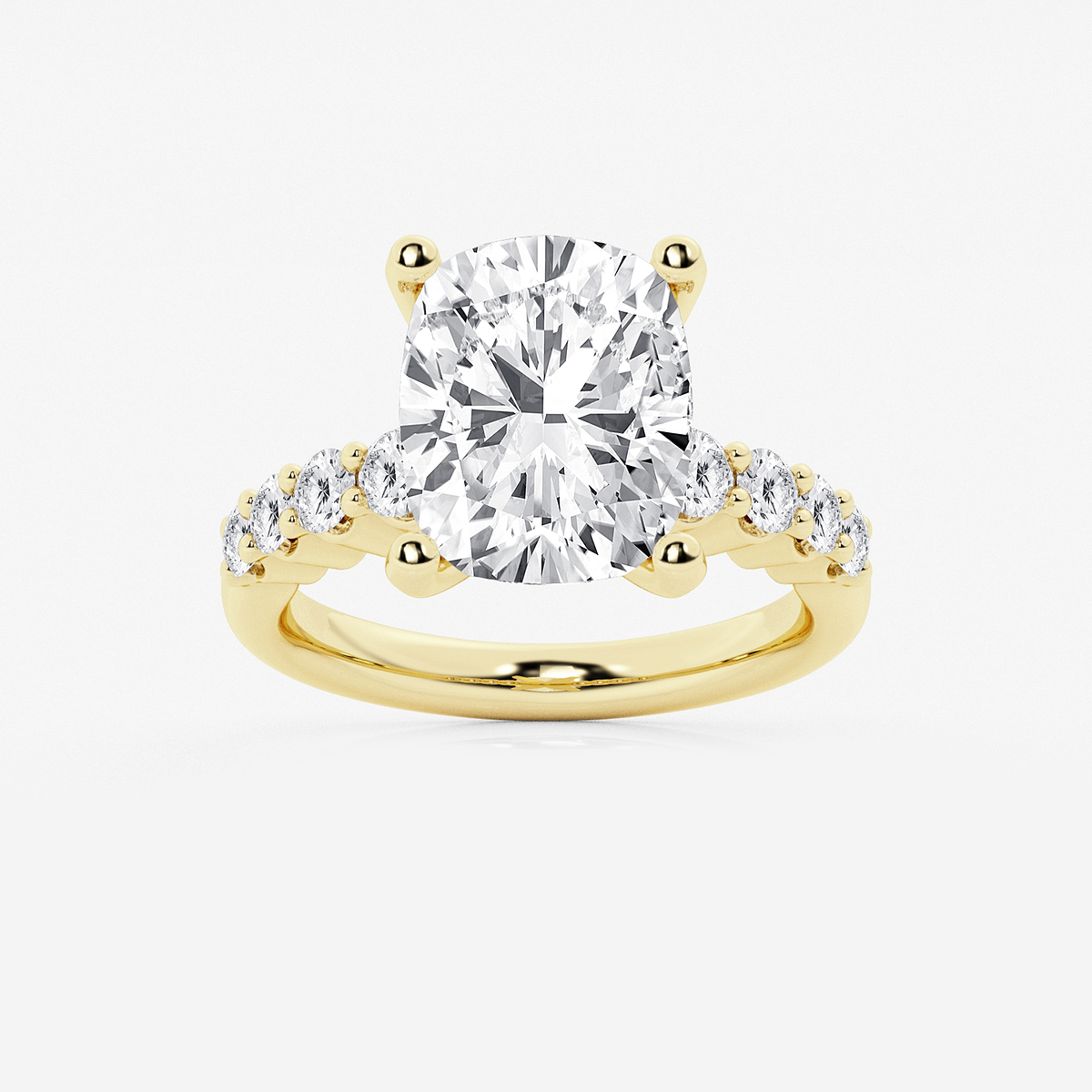 6 2/3 ctw Elongated Cushion Lab Grown Diamond Graduated Engagement Ring