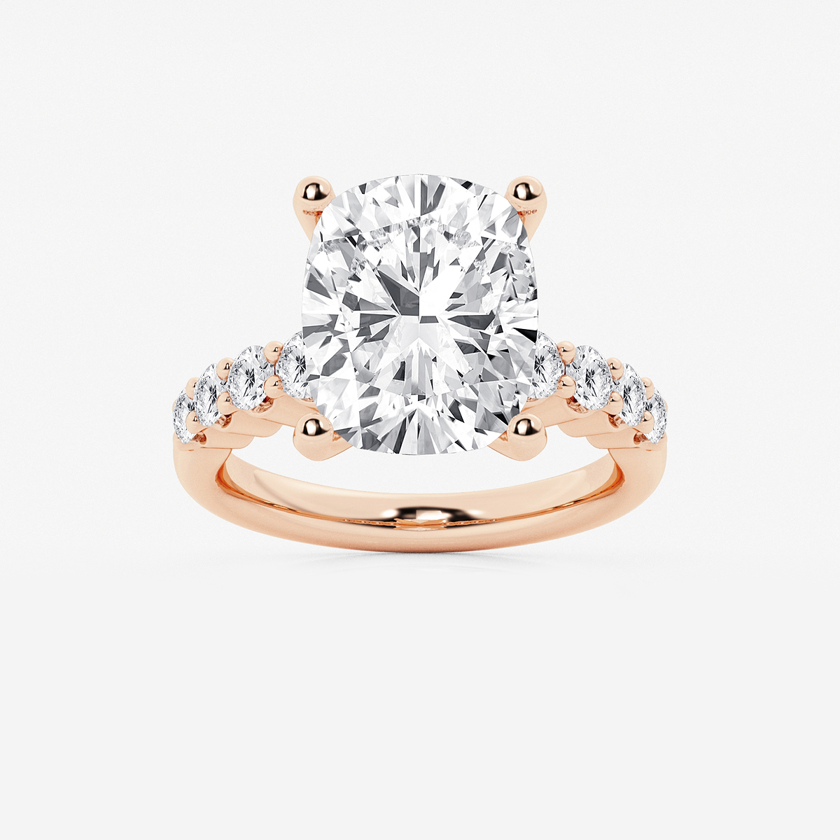 7 2/3 ctw Elongated Cushion Lab Grown Diamond Graduated Engagement Ring