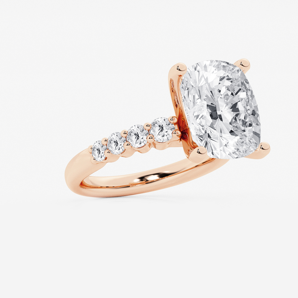 Additional Image 1 for  7 2/3 ctw Elongated Cushion Lab Grown Diamond Graduated Engagement Ring