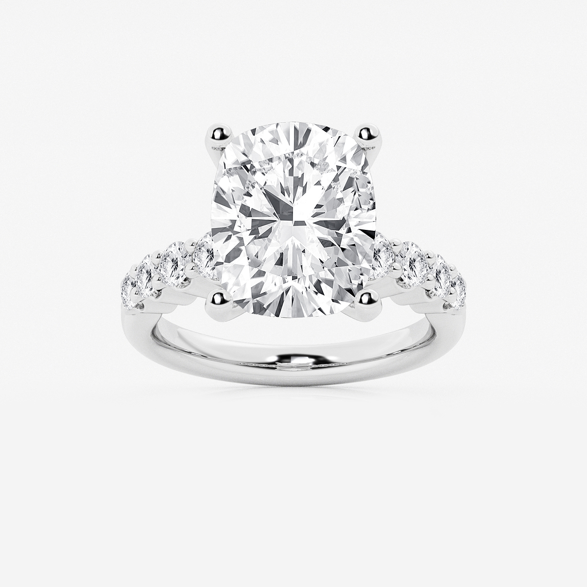 7 2/3 ctw Elongated Cushion Lab Grown Diamond Graduated Engagement Ring