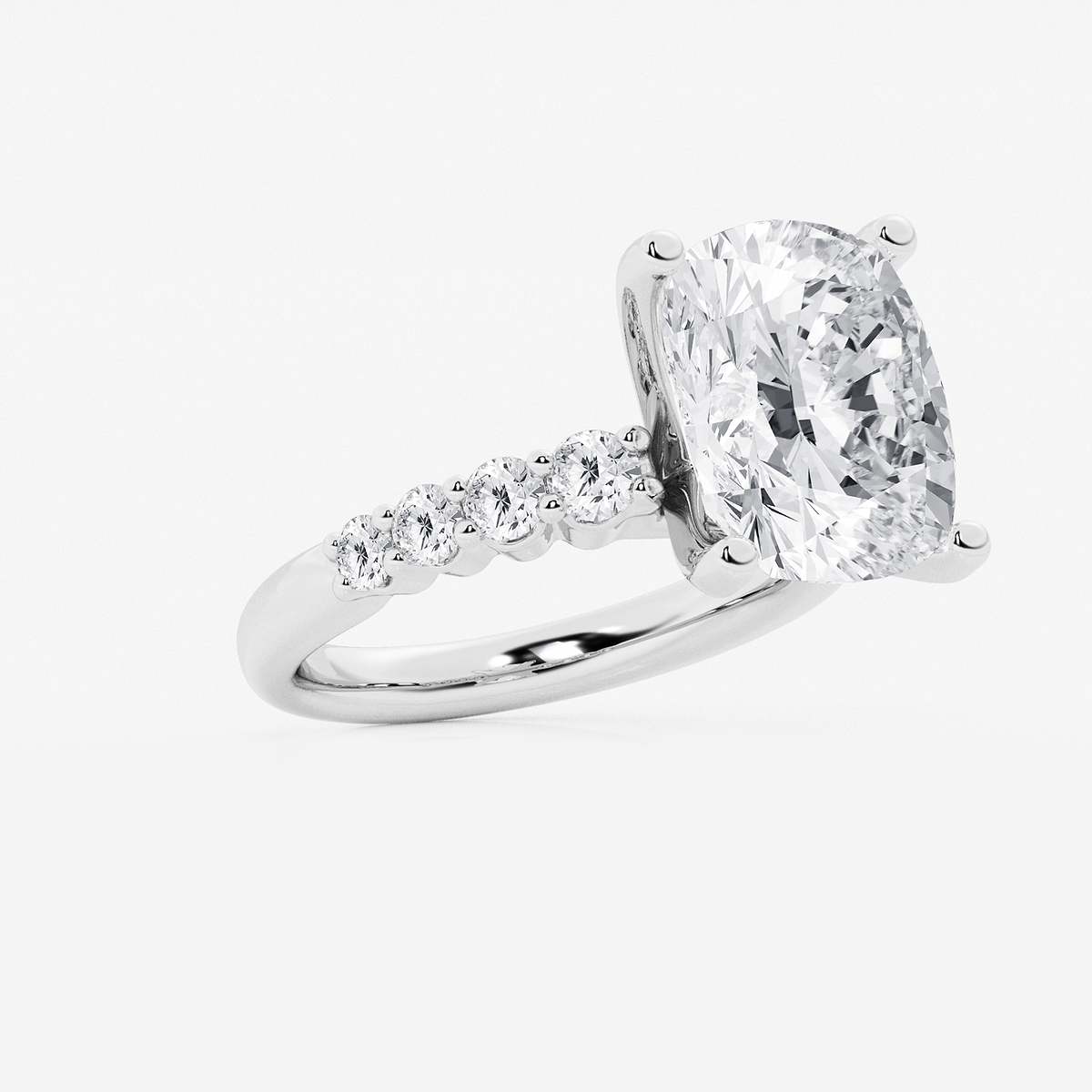 Additional Image 1 for  7 2/3 ctw Elongated Cushion Lab Grown Diamond Graduated Engagement Ring