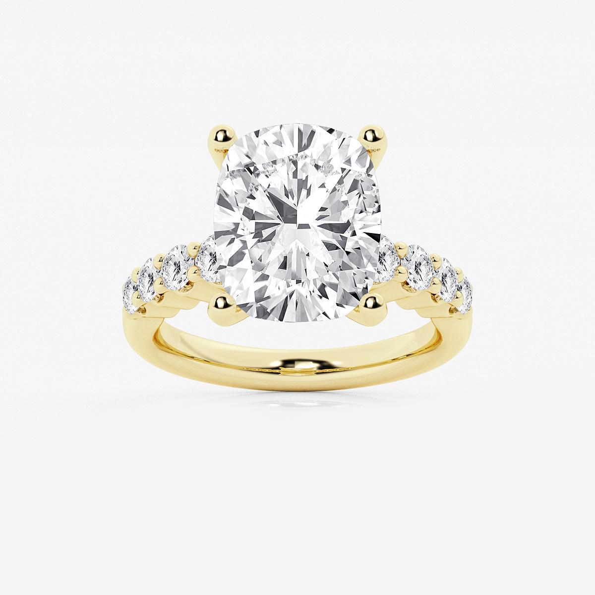 7 2/3 ctw Elongated Cushion Lab Grown Diamond Graduated Engagement Ring