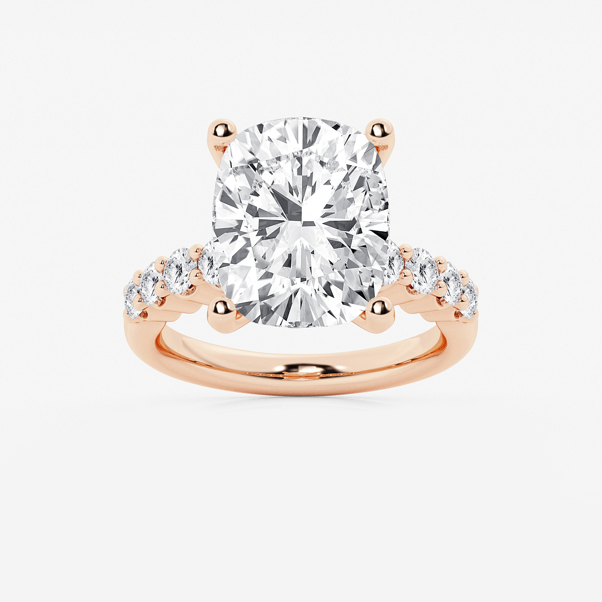 8 2/3 ctw Elongated Cushion Lab Grown Diamond Graduated Engagement Ring