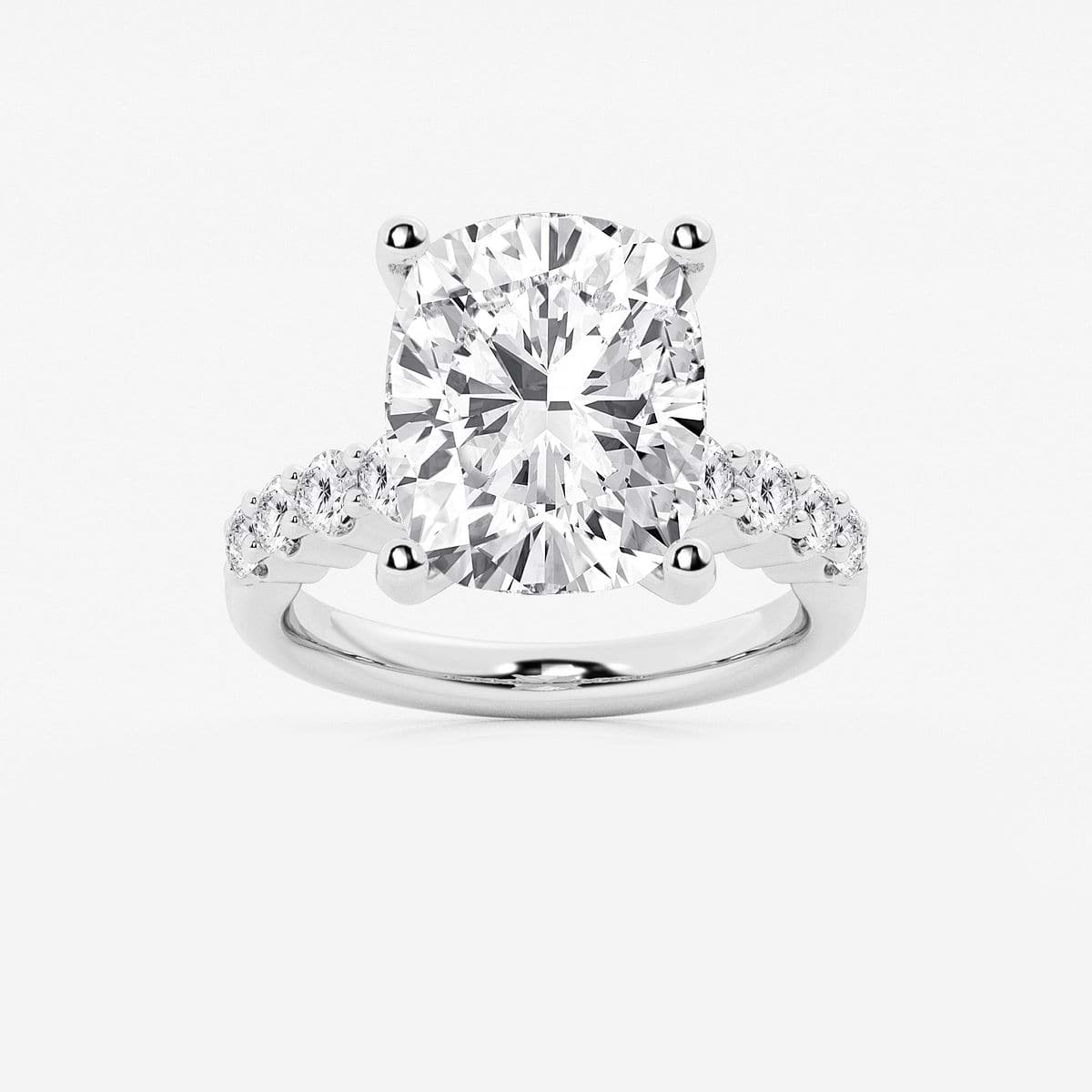 8 2/3 ctw Elongated Cushion Lab Grown Diamond Graduated Engagement Ring Platinum, F, VS2