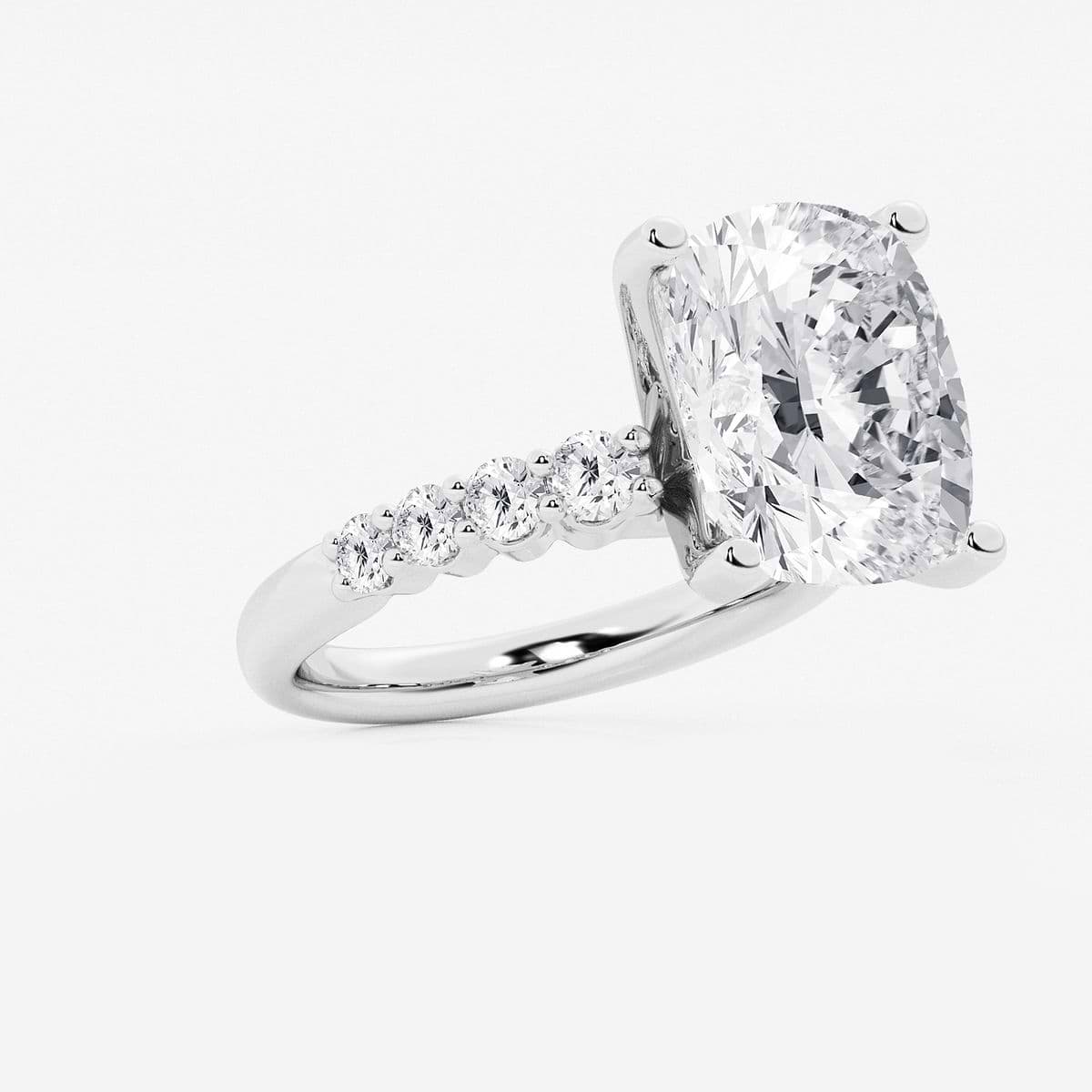 8 2/3 ctw Elongated Cushion Lab Grown Diamond Graduated Engagement Ring Platinum, F, VS2